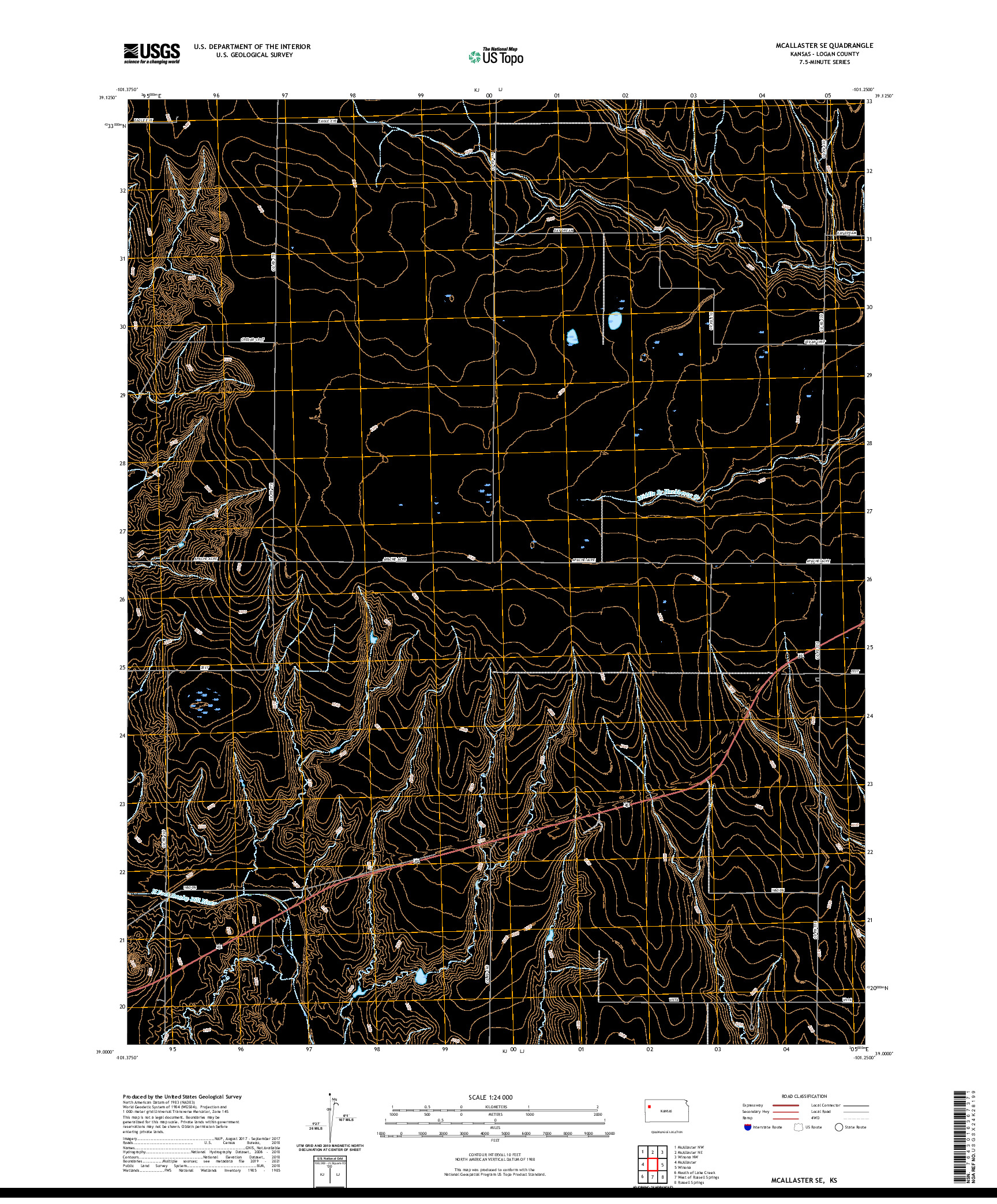 US TOPO 7.5-MINUTE MAP FOR MCALLASTER SE, KS