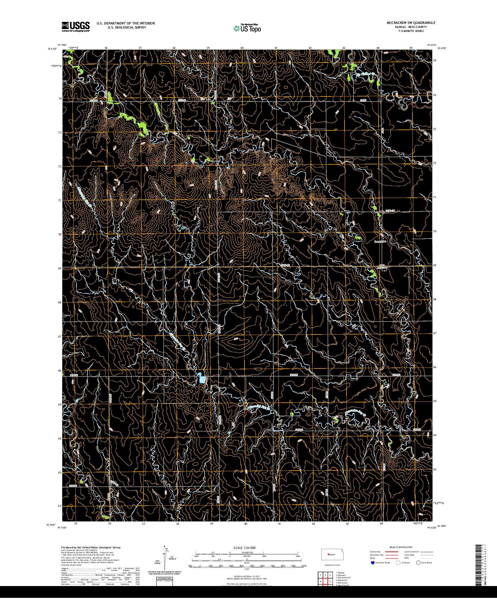 US TOPO 7.5-MINUTE MAP FOR MCCRACKEN SW, KS