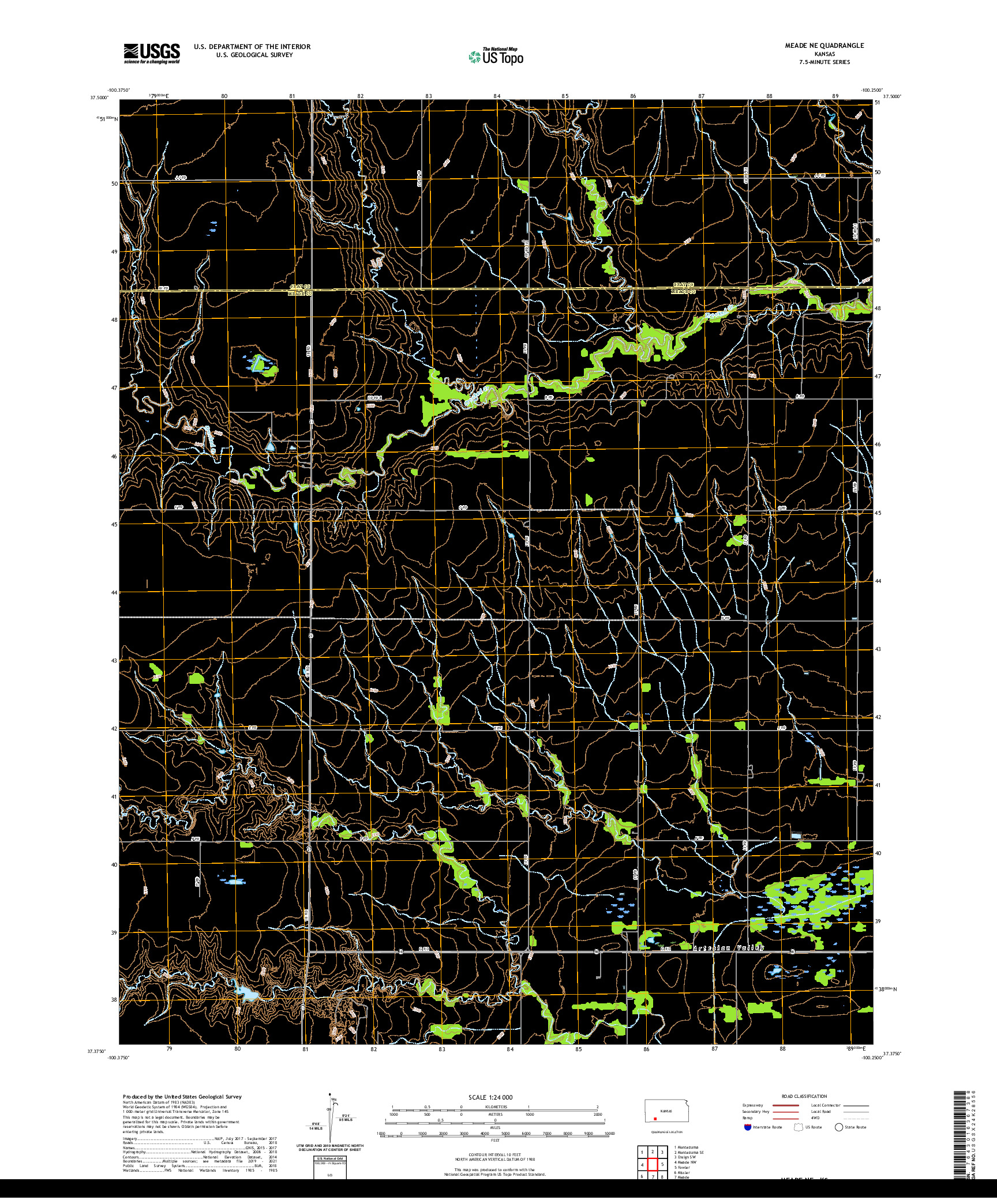 US TOPO 7.5-MINUTE MAP FOR MEADE NE, KS