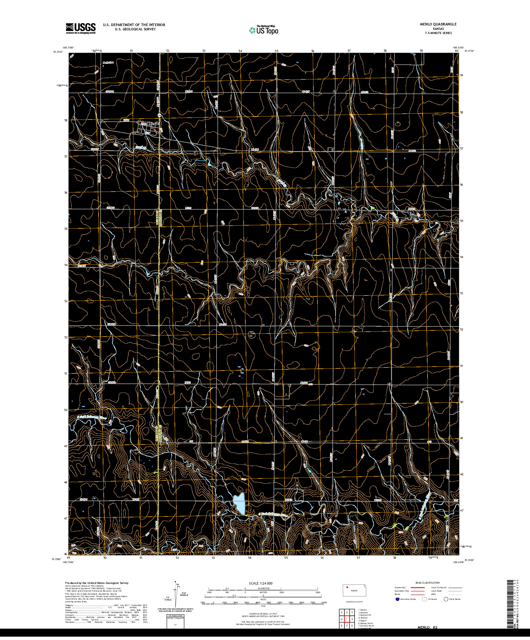 US TOPO 7.5-MINUTE MAP FOR MENLO, KS