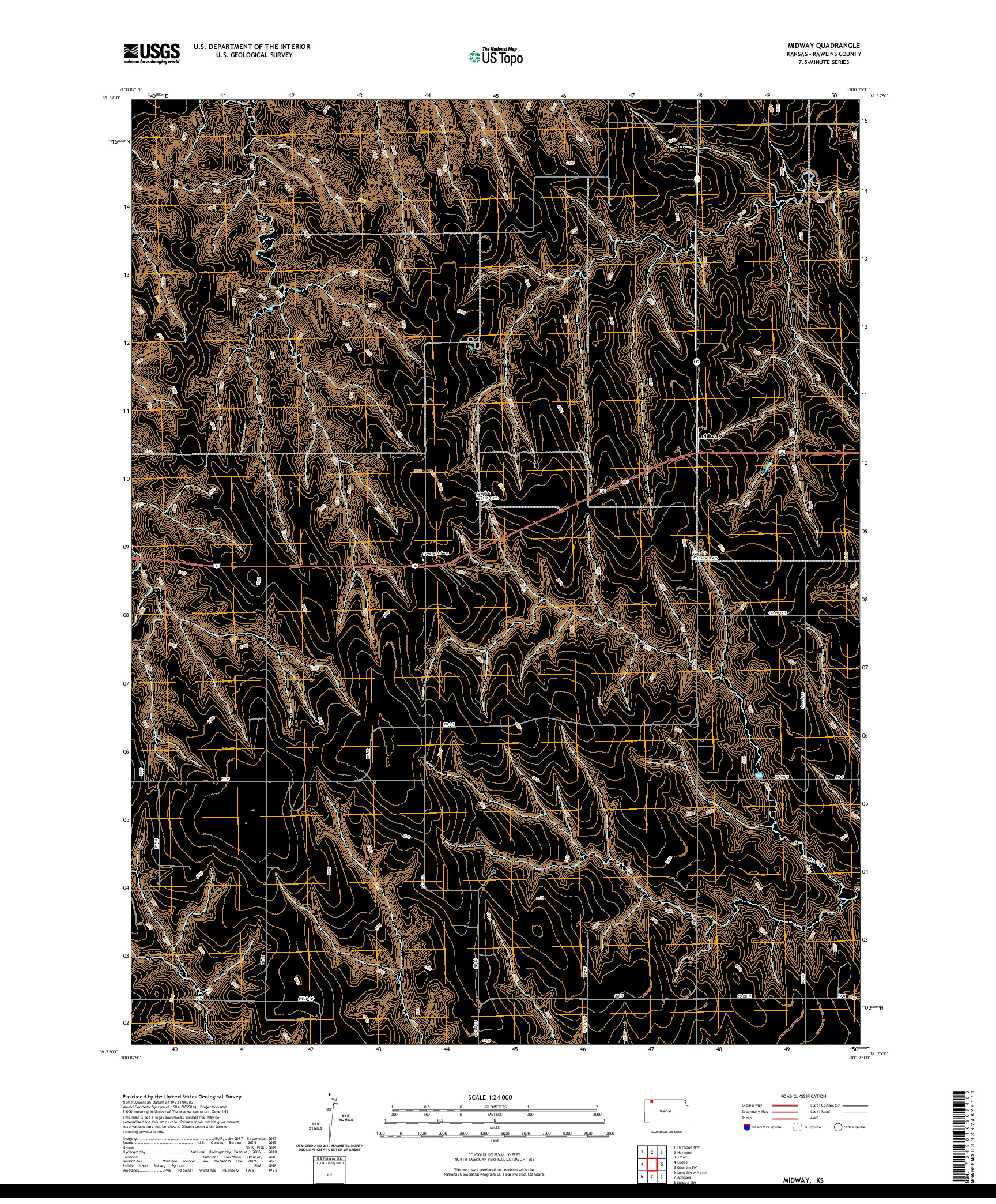 US TOPO 7.5-MINUTE MAP FOR MIDWAY, KS