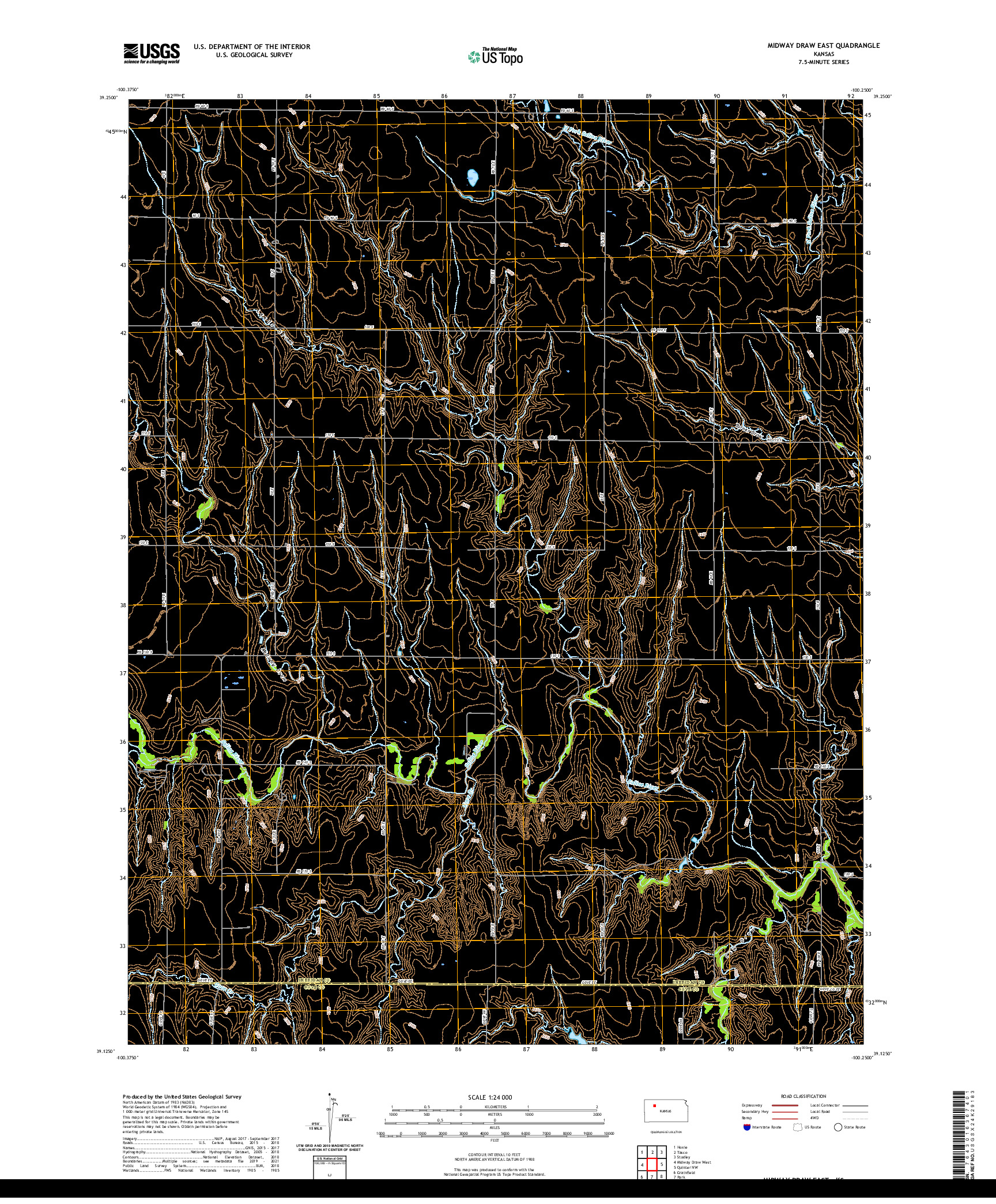 US TOPO 7.5-MINUTE MAP FOR MIDWAY DRAW EAST, KS