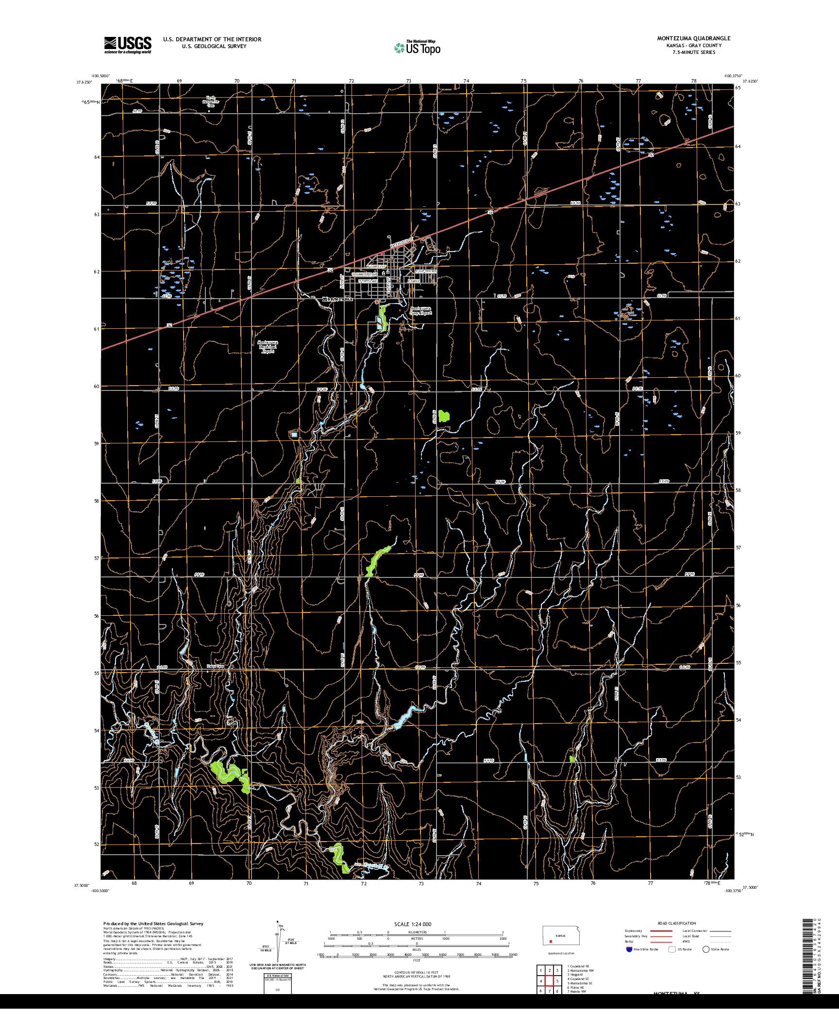 US TOPO 7.5-MINUTE MAP FOR MONTEZUMA, KS