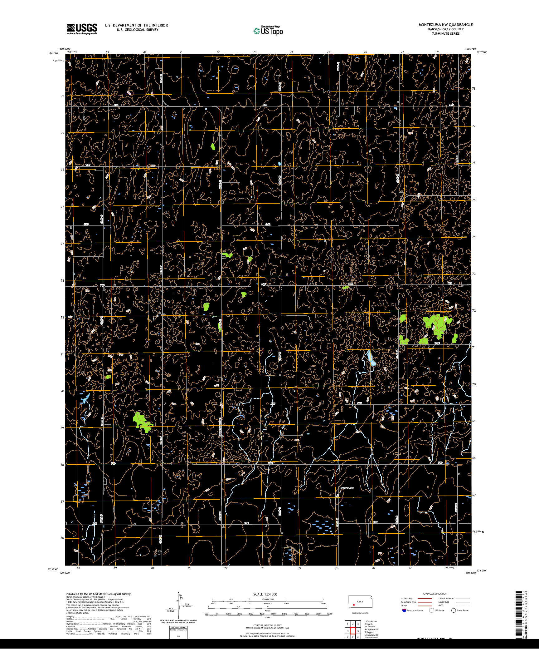 US TOPO 7.5-MINUTE MAP FOR MONTEZUMA NW, KS