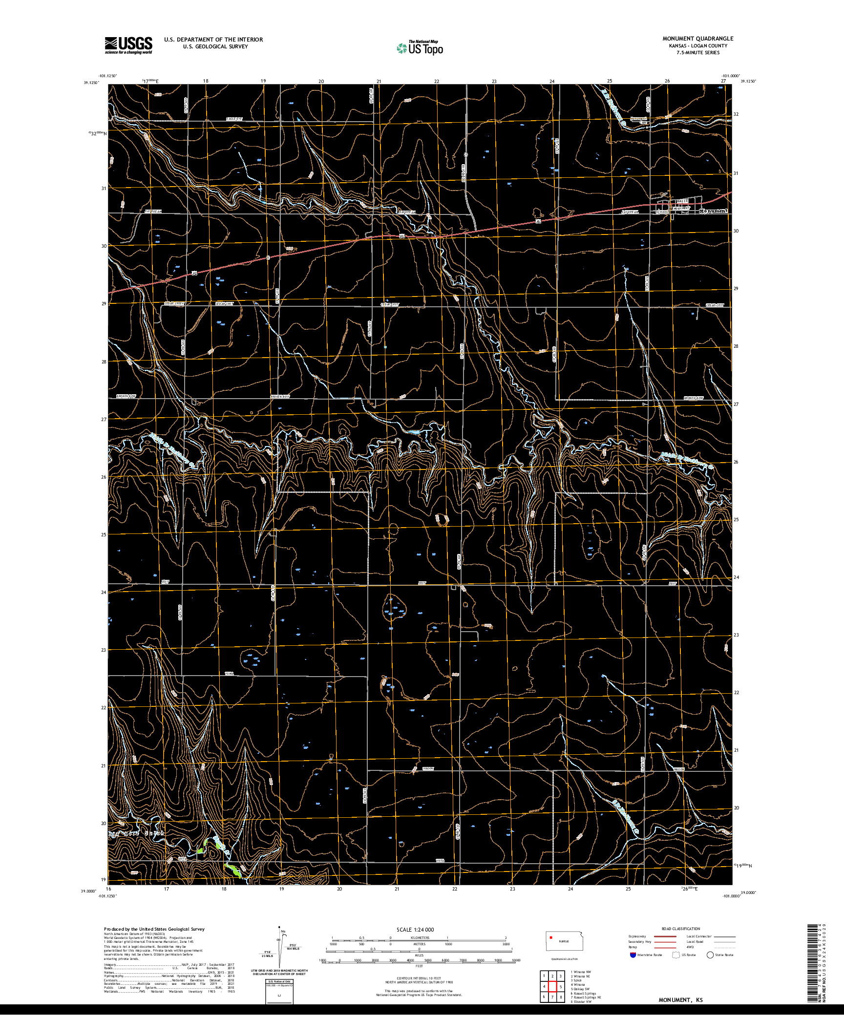 US TOPO 7.5-MINUTE MAP FOR MONUMENT, KS