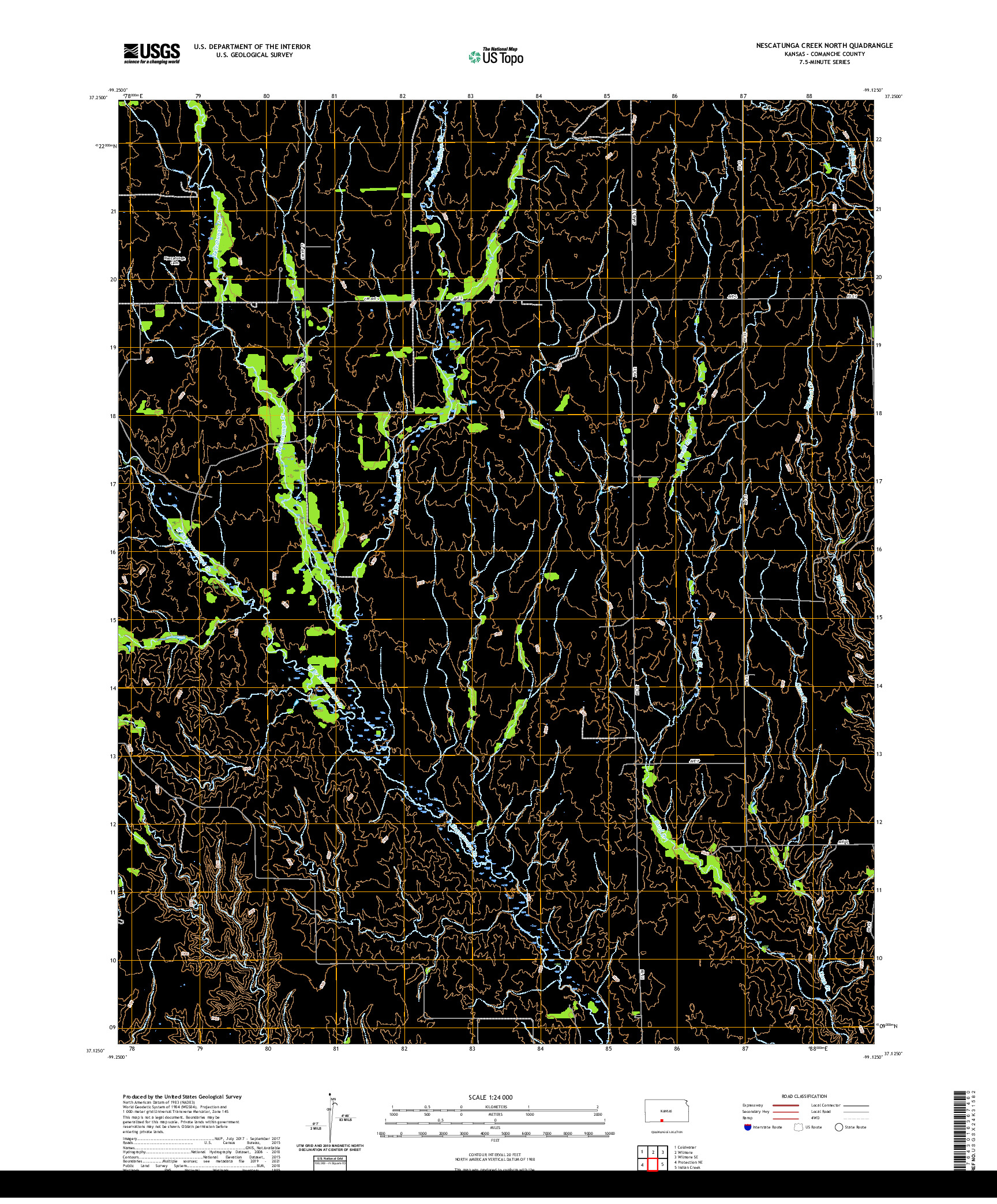 US TOPO 7.5-MINUTE MAP FOR NESCATUNGA CREEK NORTH, KS