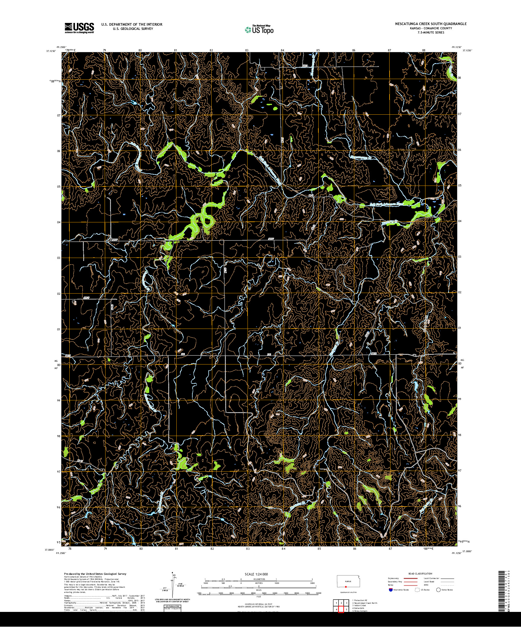 US TOPO 7.5-MINUTE MAP FOR NESCATUNGA CREEK SOUTH, KS