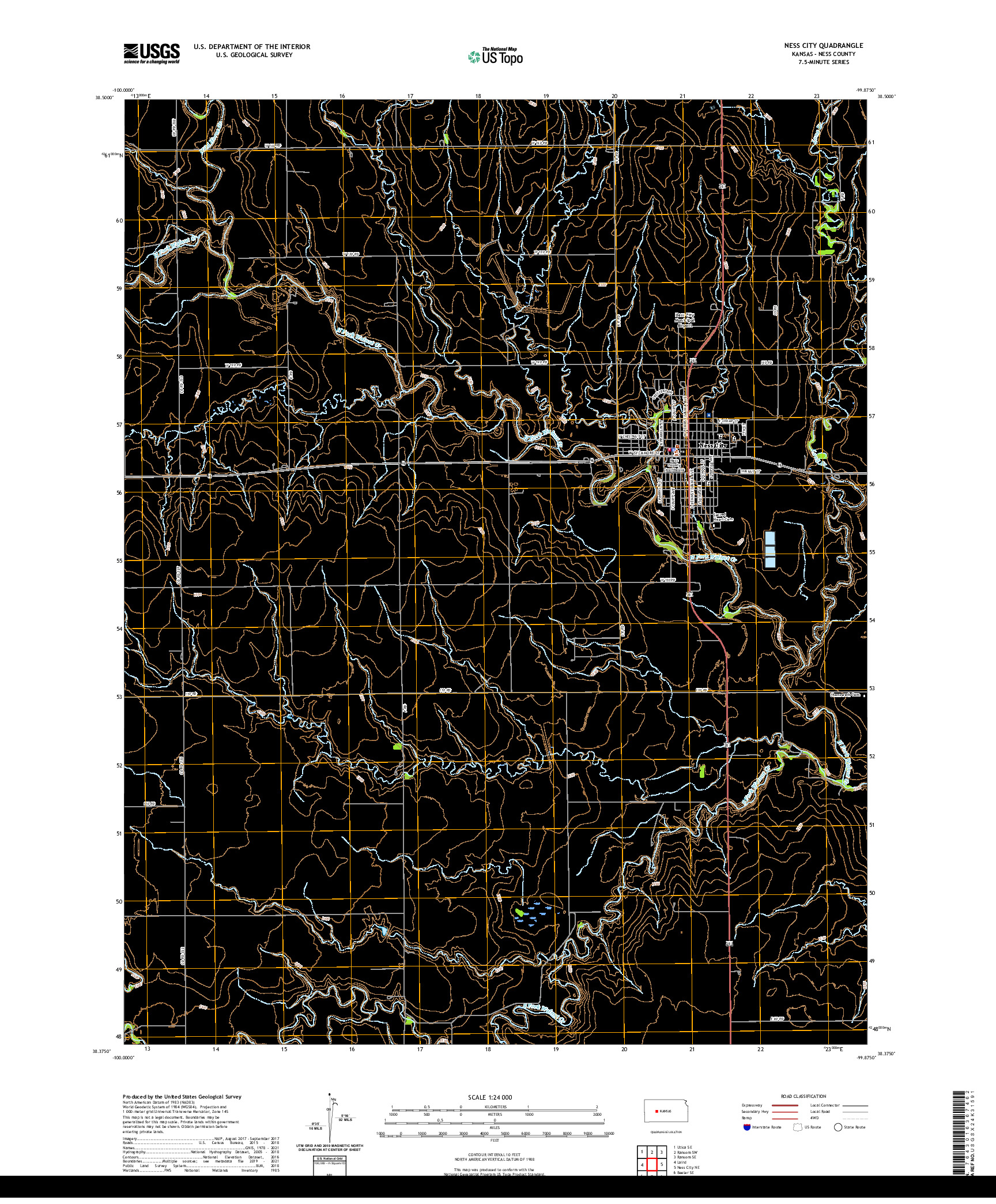 US TOPO 7.5-MINUTE MAP FOR NESS CITY, KS