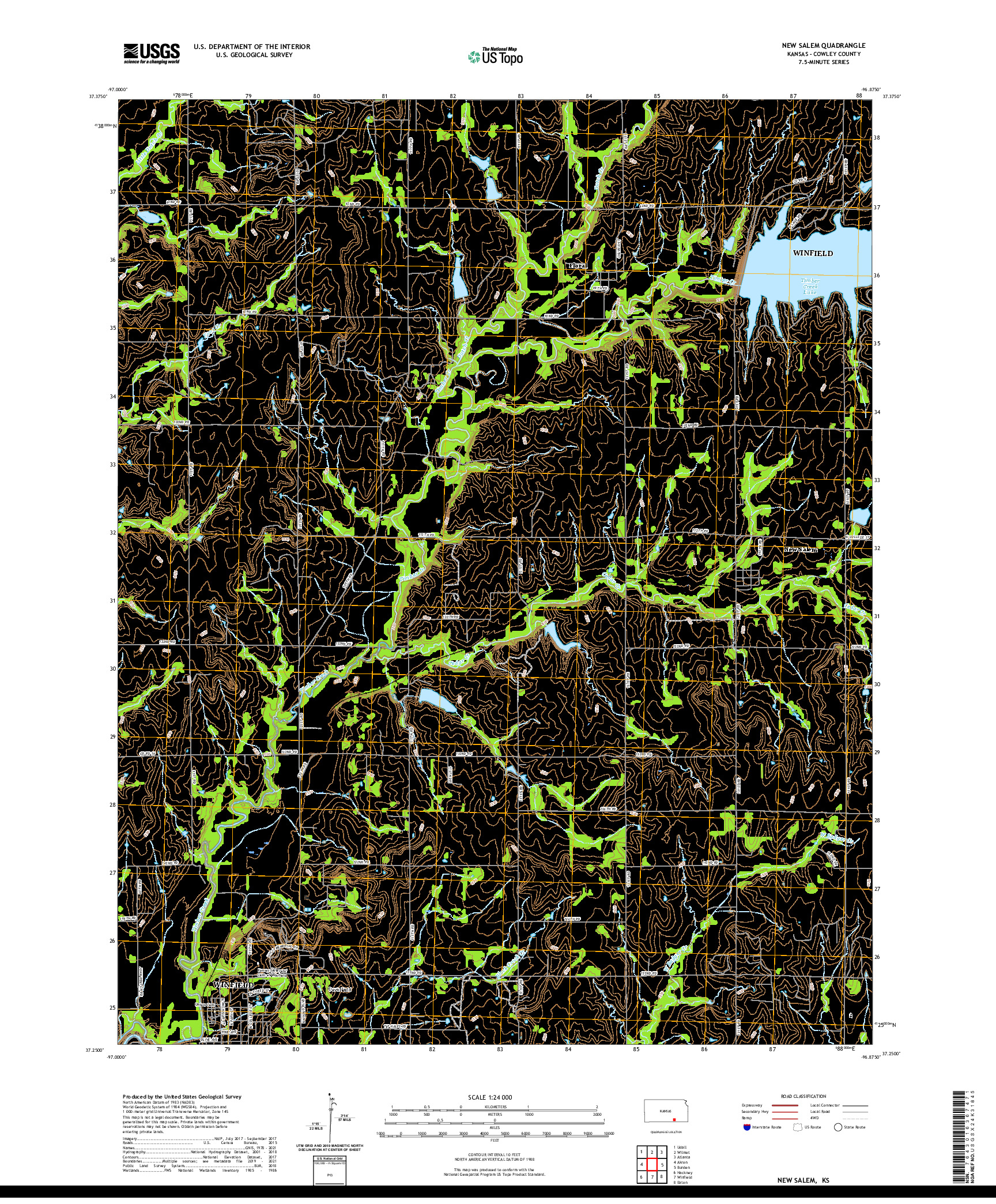 US TOPO 7.5-MINUTE MAP FOR NEW SALEM, KS