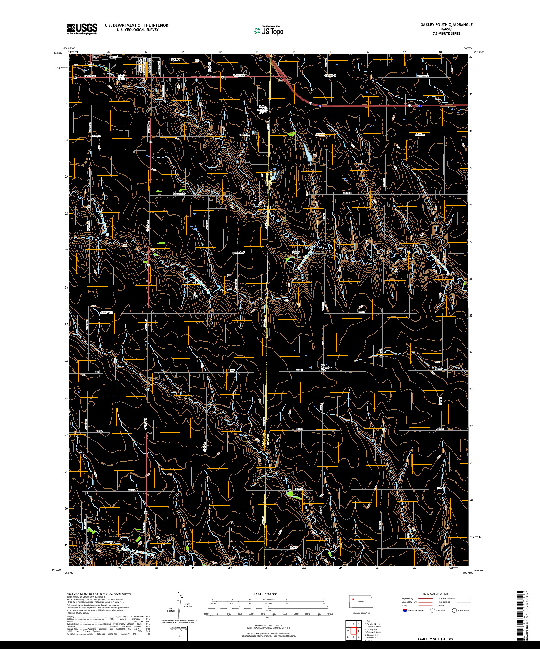 US TOPO 7.5-MINUTE MAP FOR OAKLEY SOUTH, KS