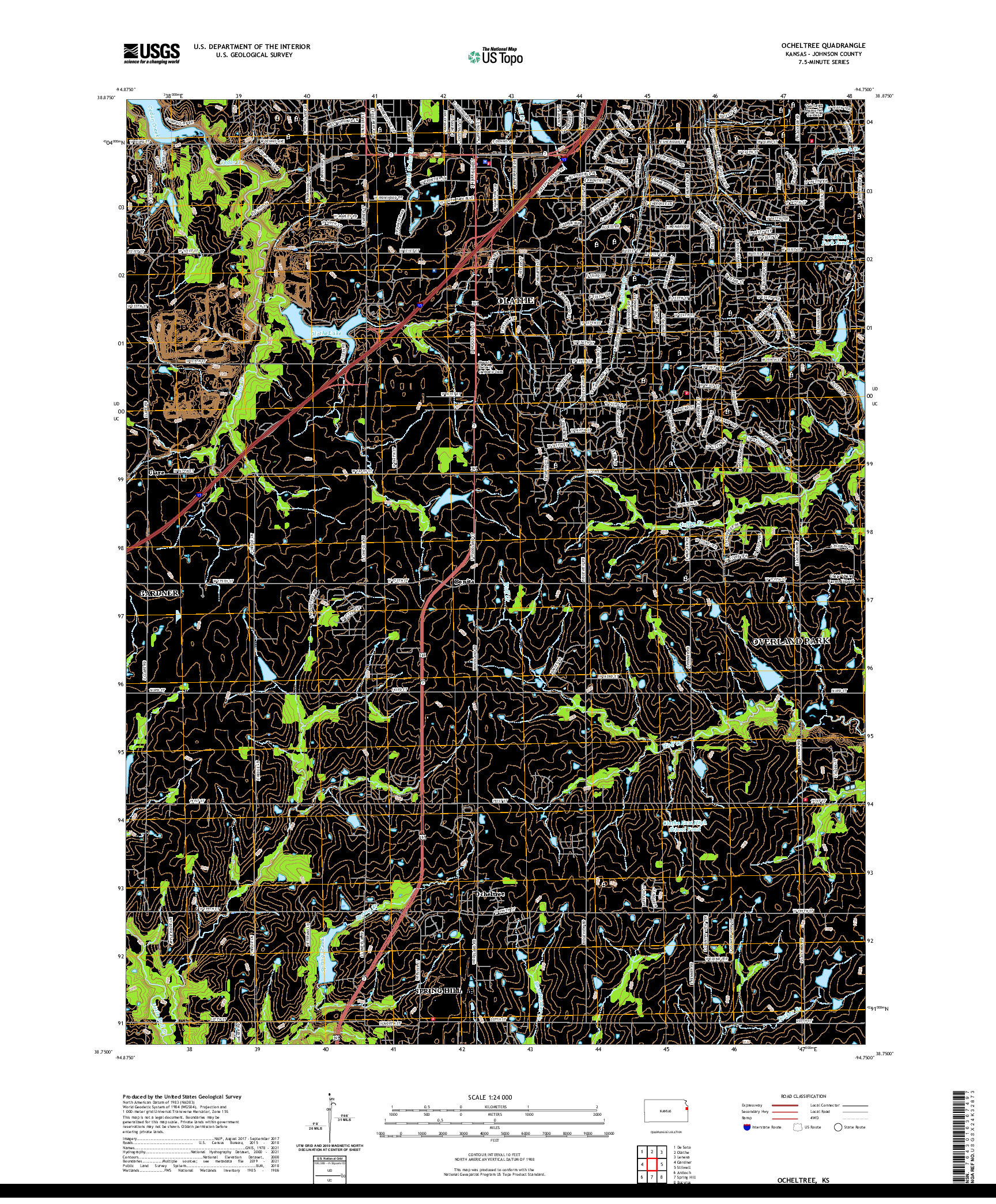 US TOPO 7.5-MINUTE MAP FOR OCHELTREE, KS