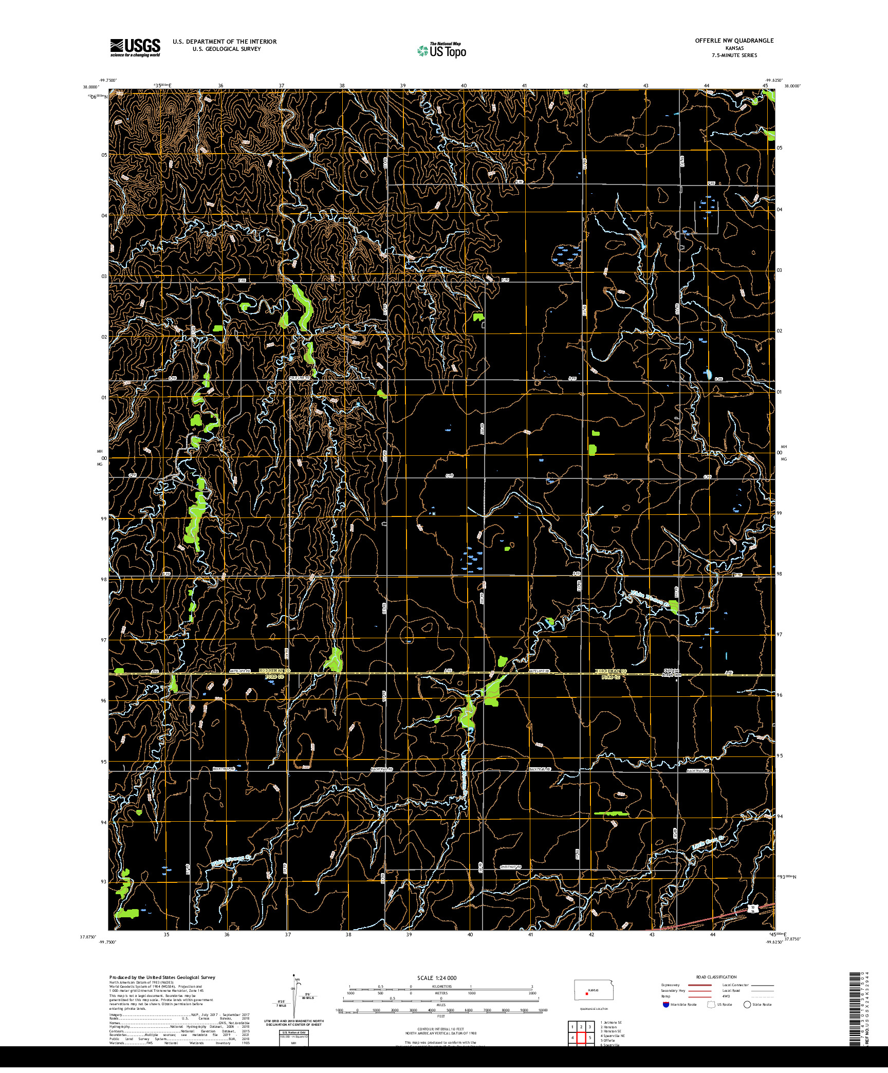 US TOPO 7.5-MINUTE MAP FOR OFFERLE NW, KS
