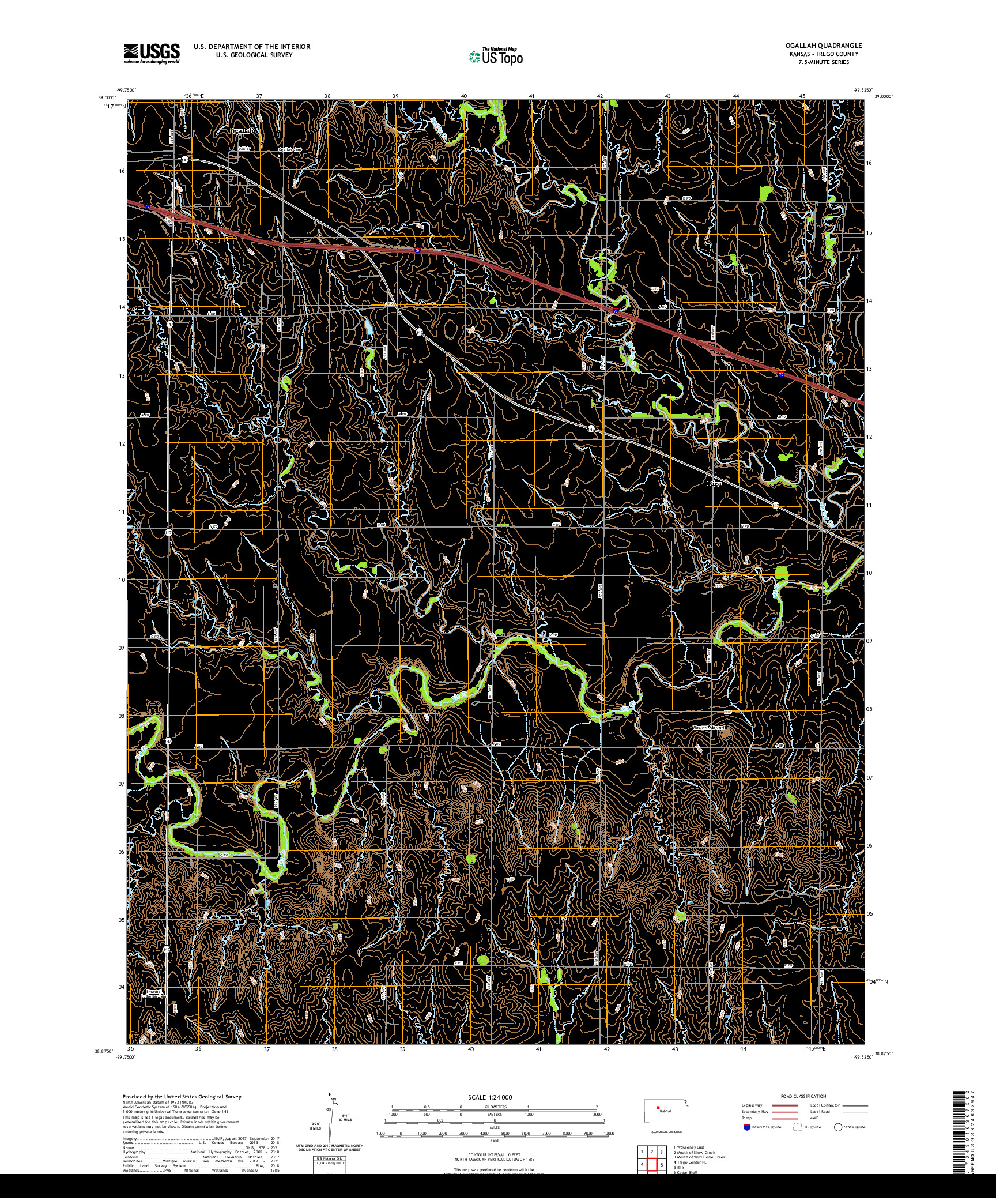 US TOPO 7.5-MINUTE MAP FOR OGALLAH, KS