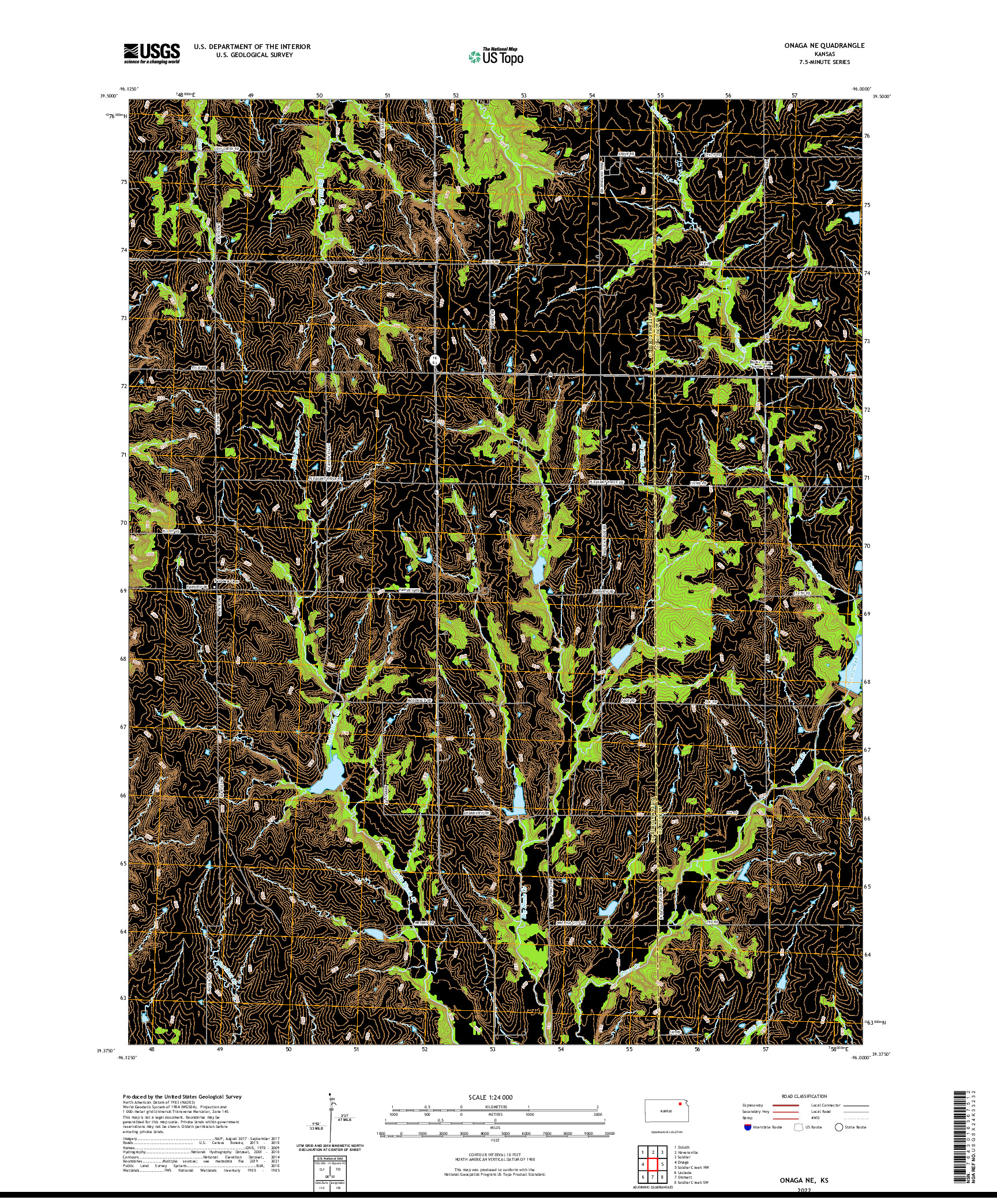 US TOPO 7.5-MINUTE MAP FOR ONAGA NE, KS