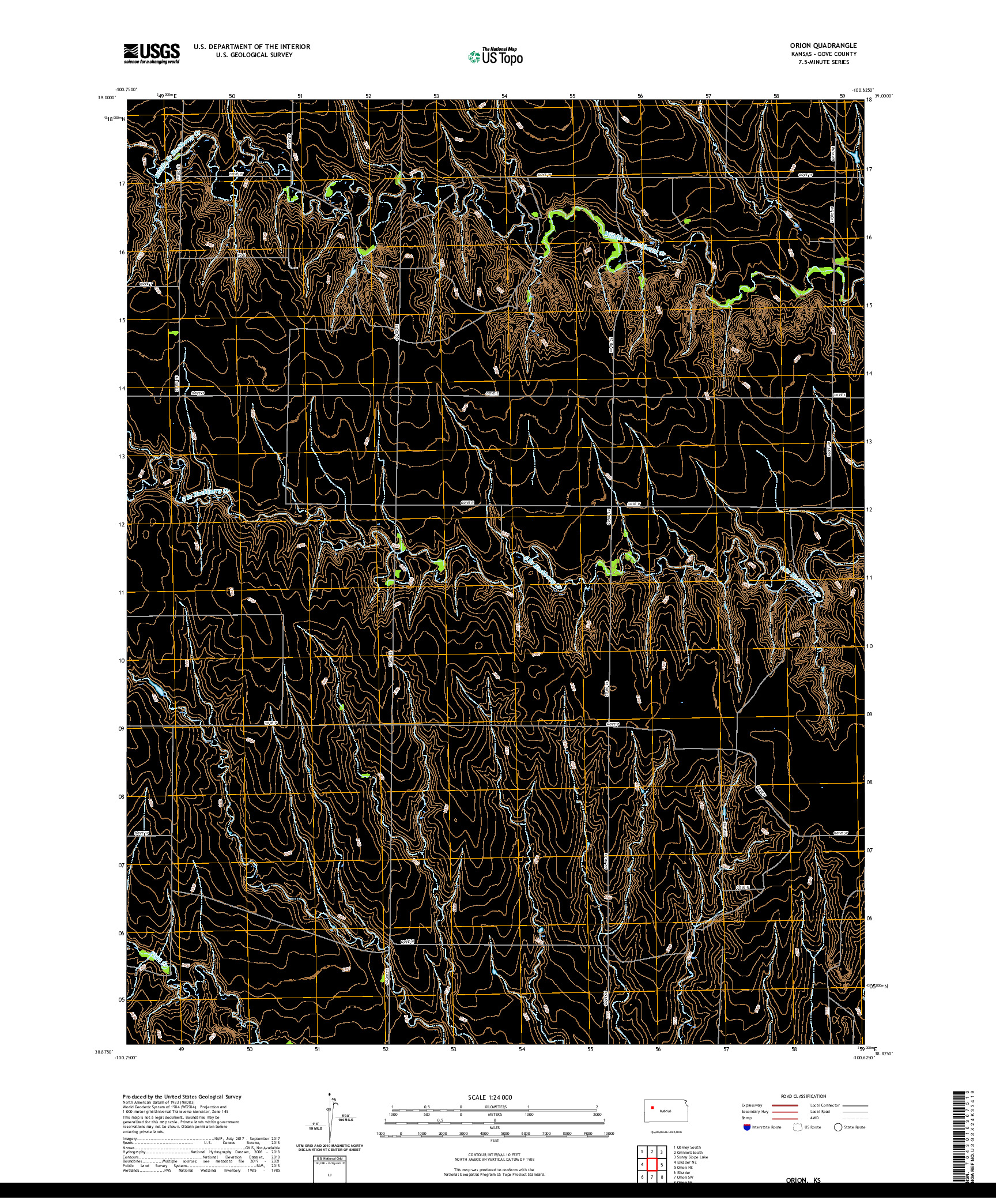 US TOPO 7.5-MINUTE MAP FOR ORION, KS