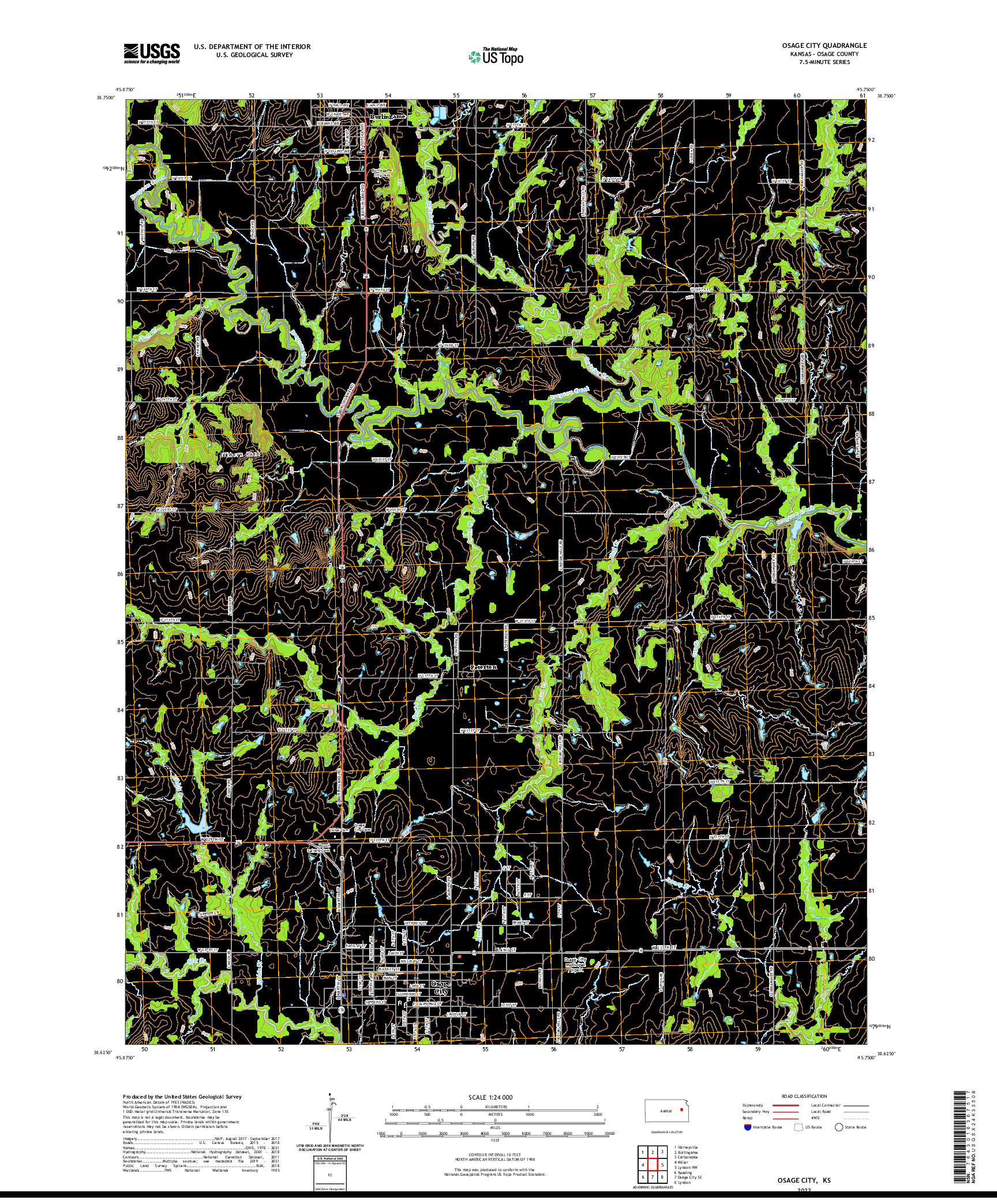 US TOPO 7.5-MINUTE MAP FOR OSAGE CITY, KS