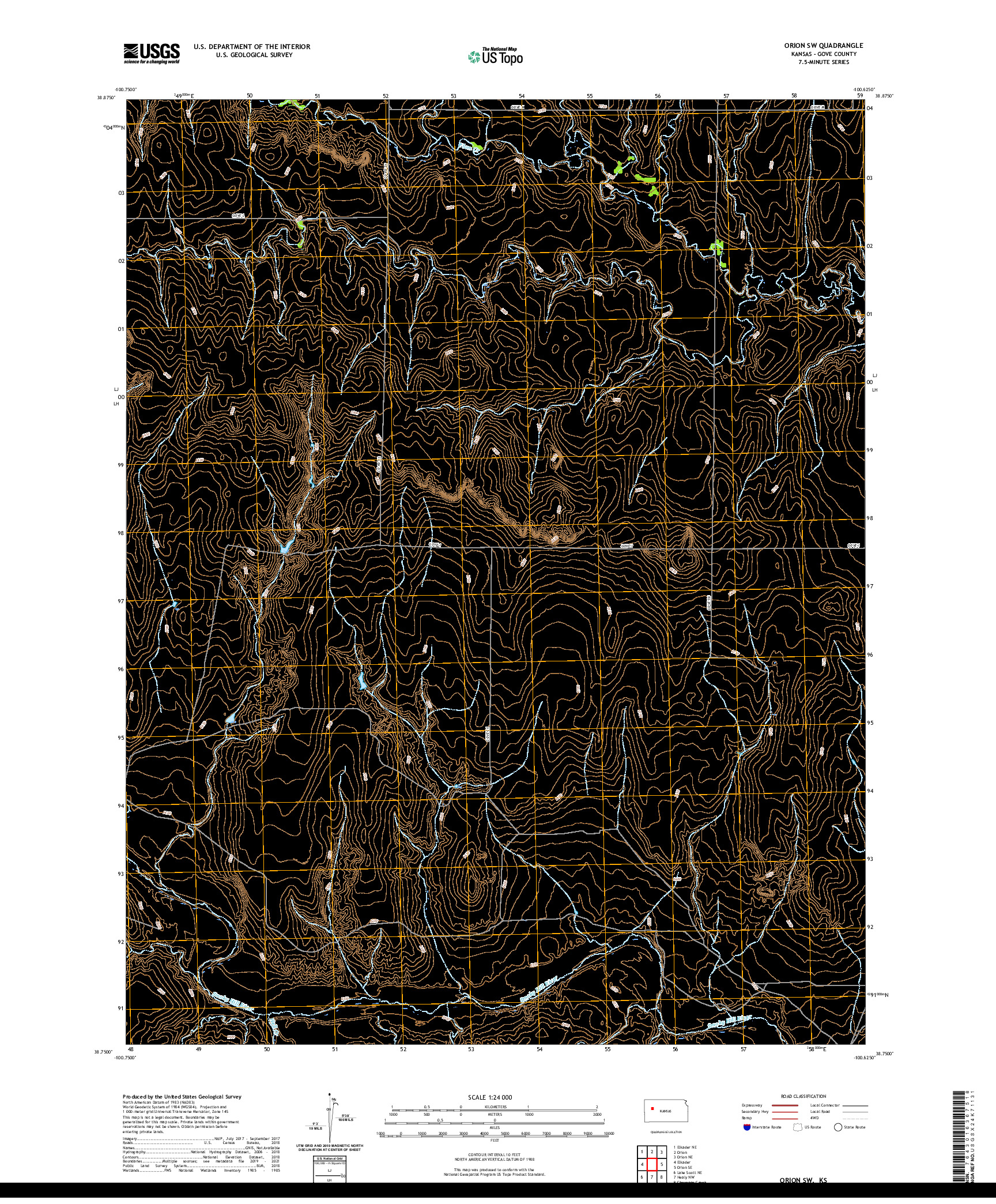 US TOPO 7.5-MINUTE MAP FOR ORION SW, KS