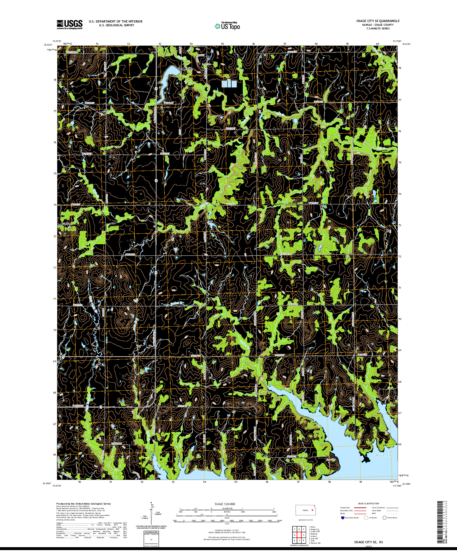 US TOPO 7.5-MINUTE MAP FOR OSAGE CITY SE, KS