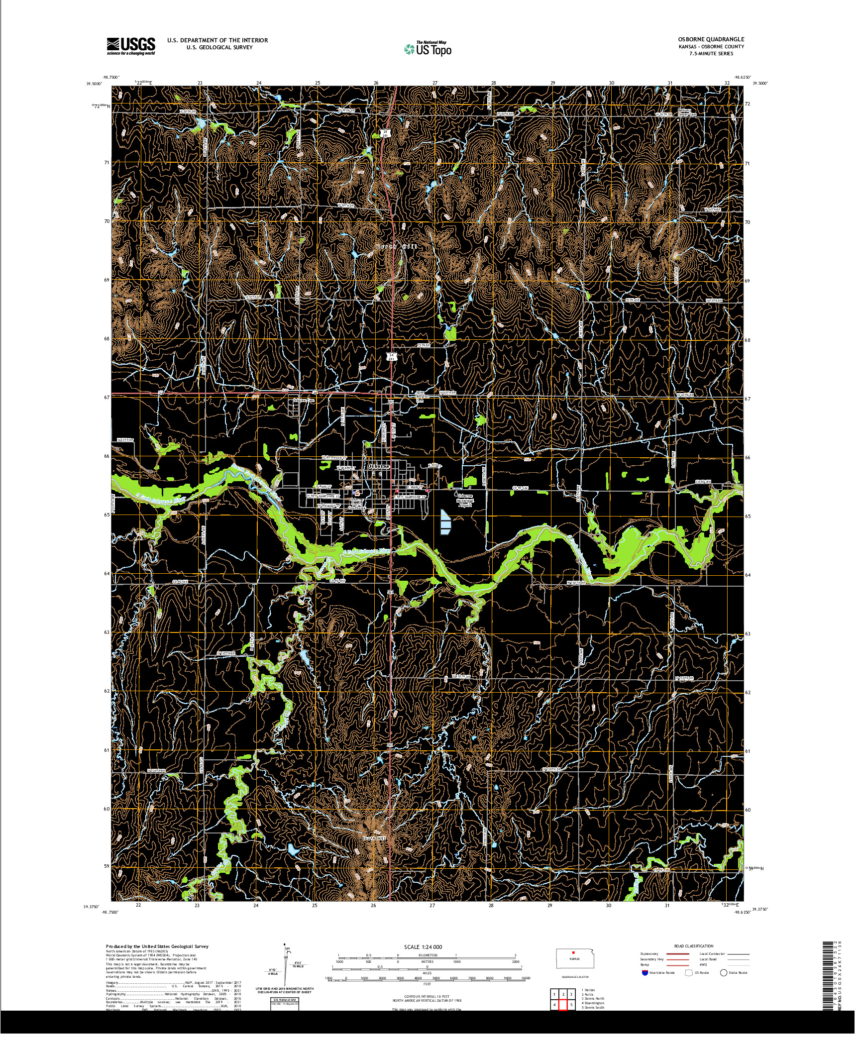 US TOPO 7.5-MINUTE MAP FOR OSBORNE, KS