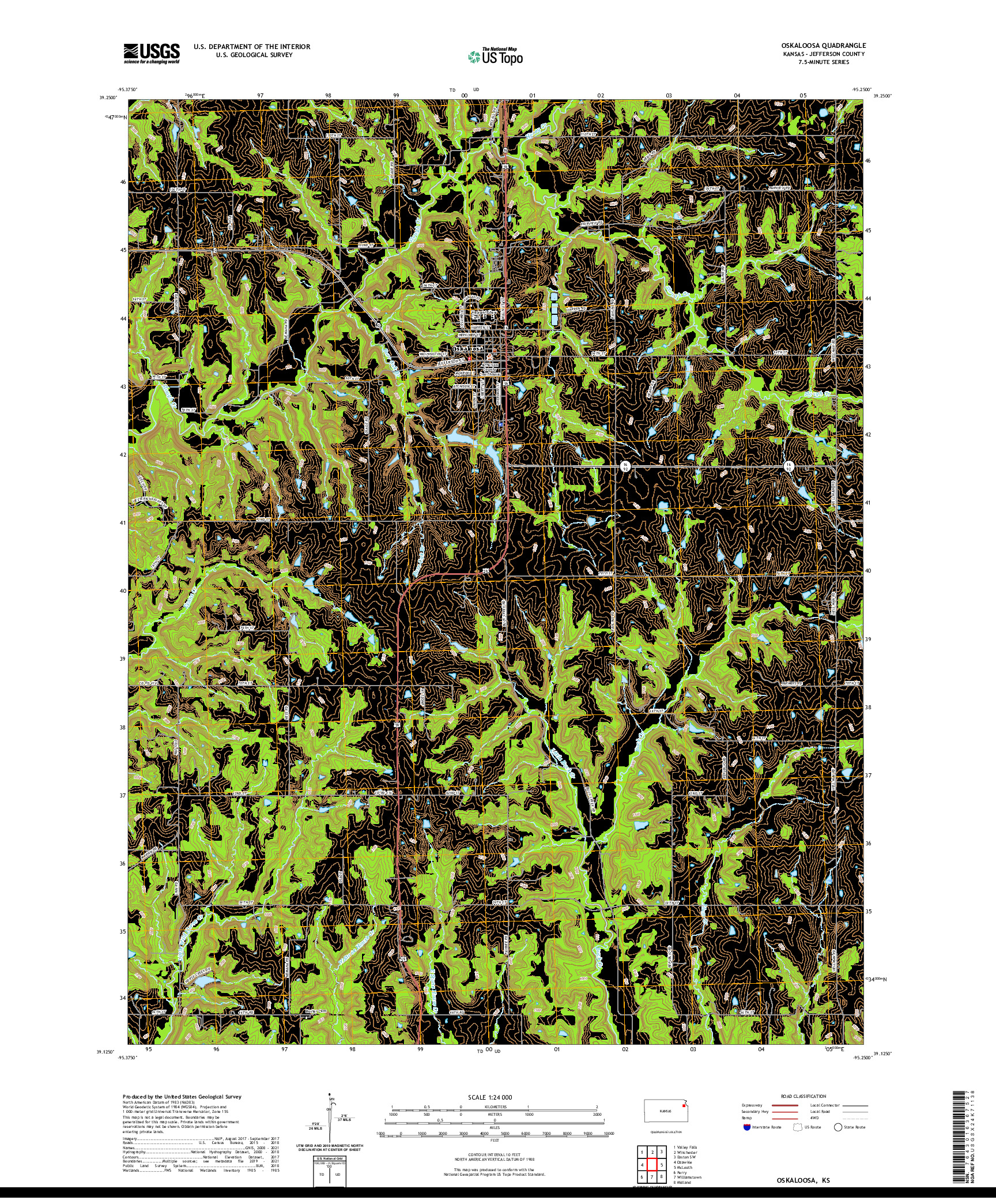 US TOPO 7.5-MINUTE MAP FOR OSKALOOSA, KS