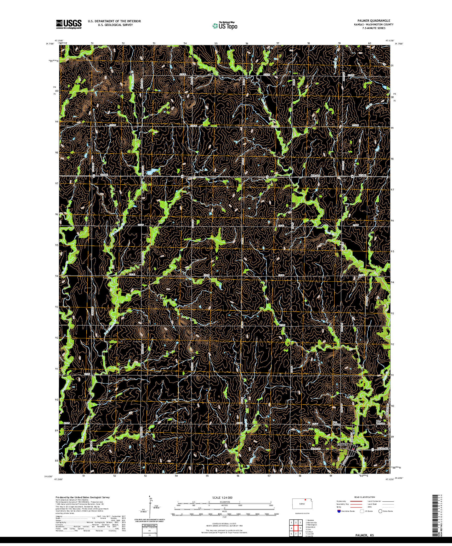 US TOPO 7.5-MINUTE MAP FOR PALMER, KS