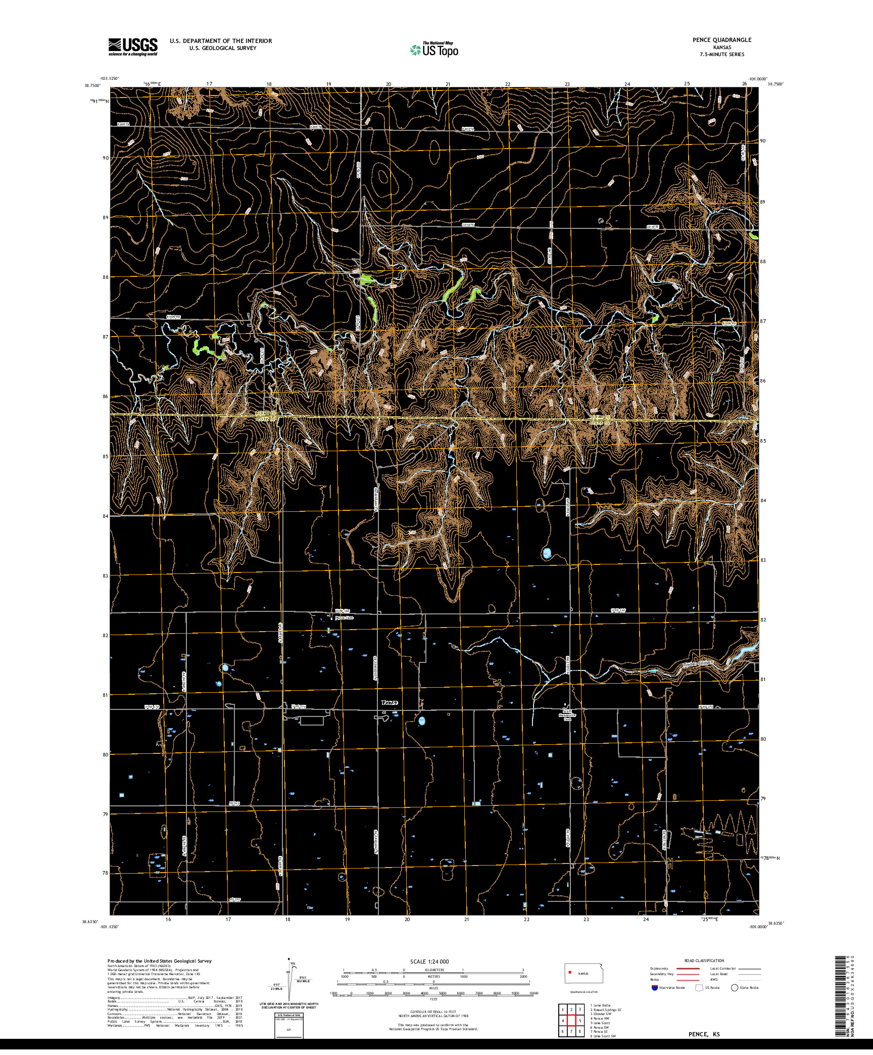 US TOPO 7.5-MINUTE MAP FOR PENCE, KS