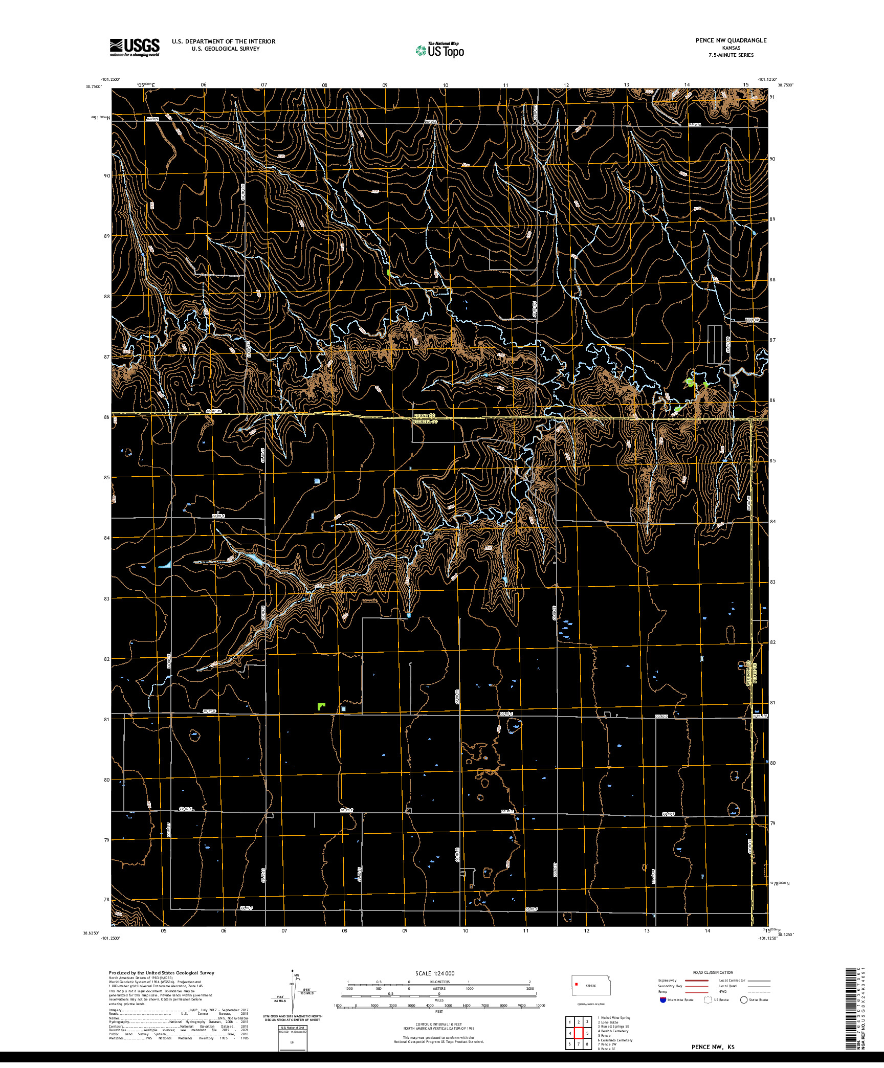 US TOPO 7.5-MINUTE MAP FOR PENCE NW, KS