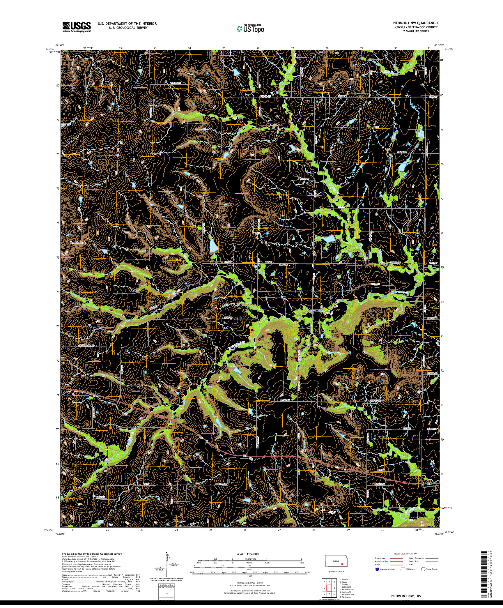 US TOPO 7.5-MINUTE MAP FOR PIEDMONT NW, KS