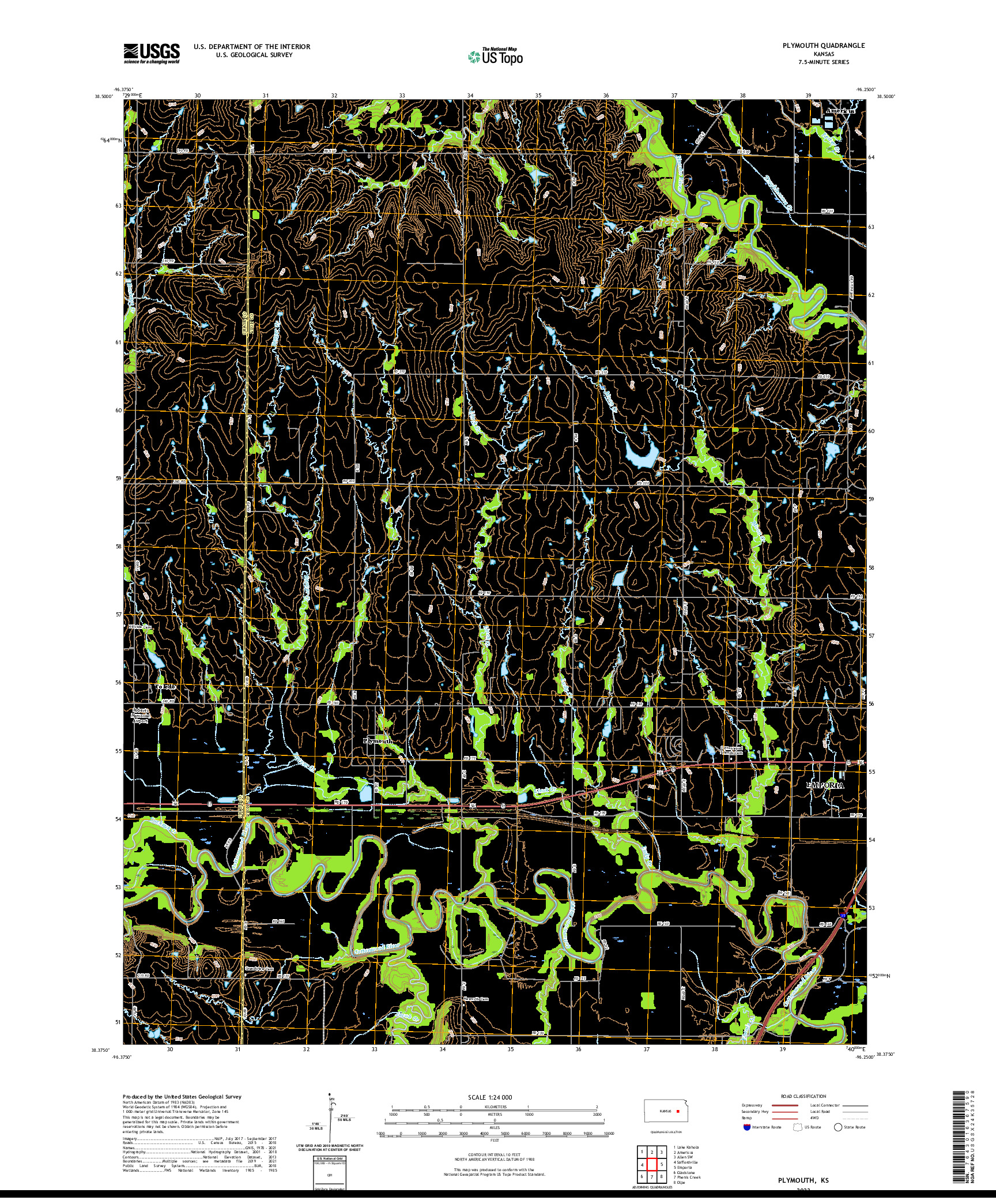 US TOPO 7.5-MINUTE MAP FOR PLYMOUTH, KS