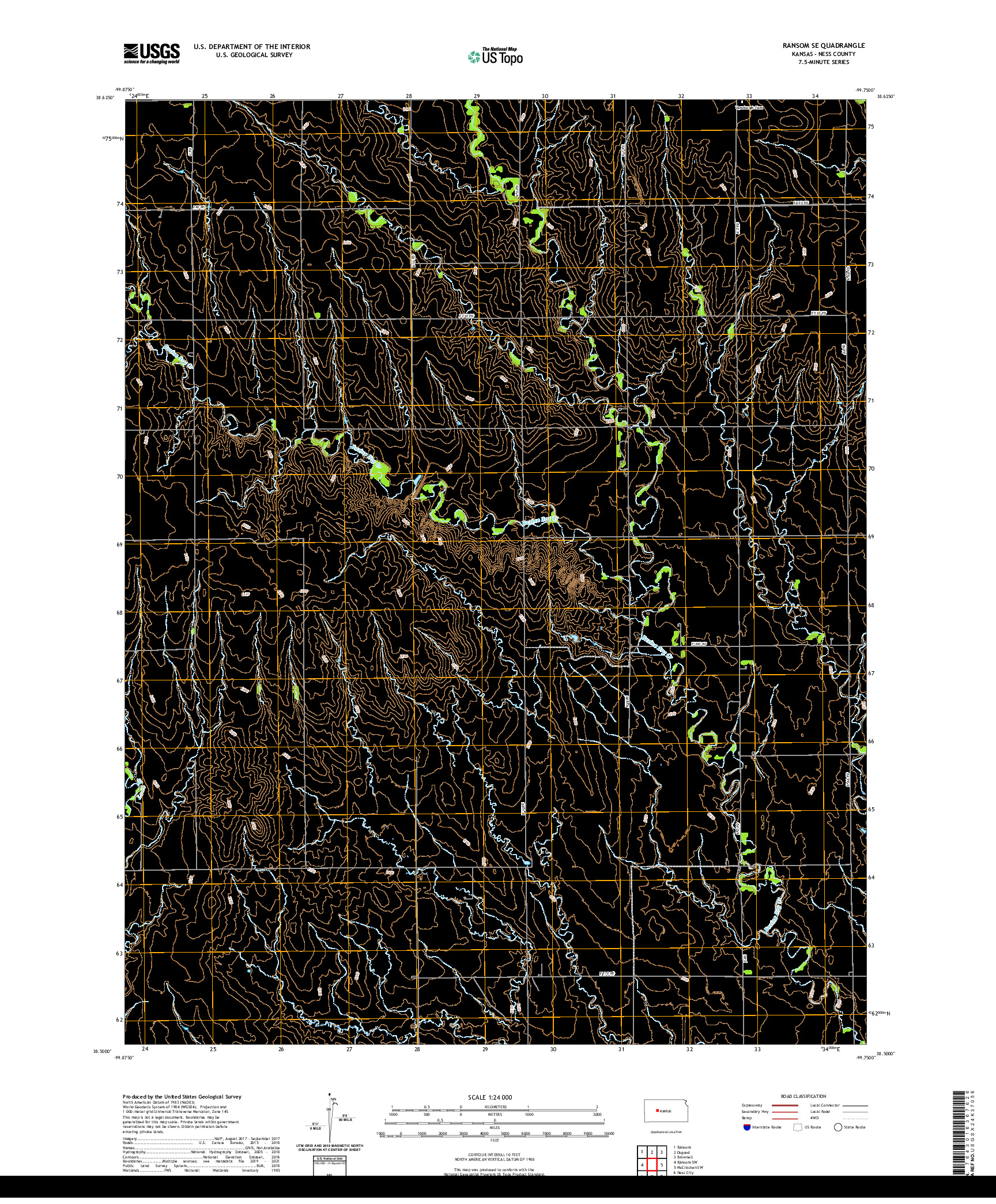 US TOPO 7.5-MINUTE MAP FOR RANSOM SE, KS