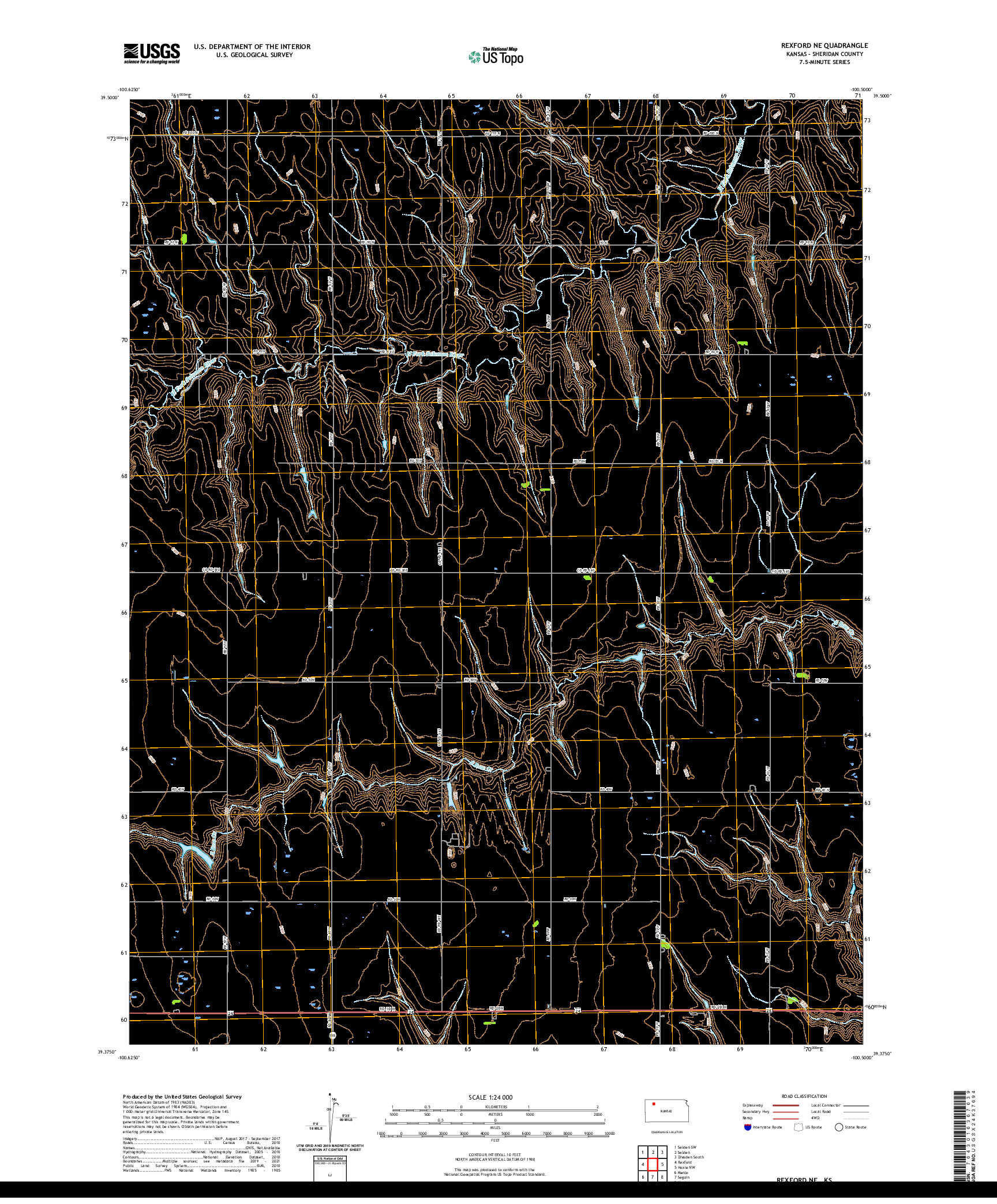 US TOPO 7.5-MINUTE MAP FOR REXFORD NE, KS