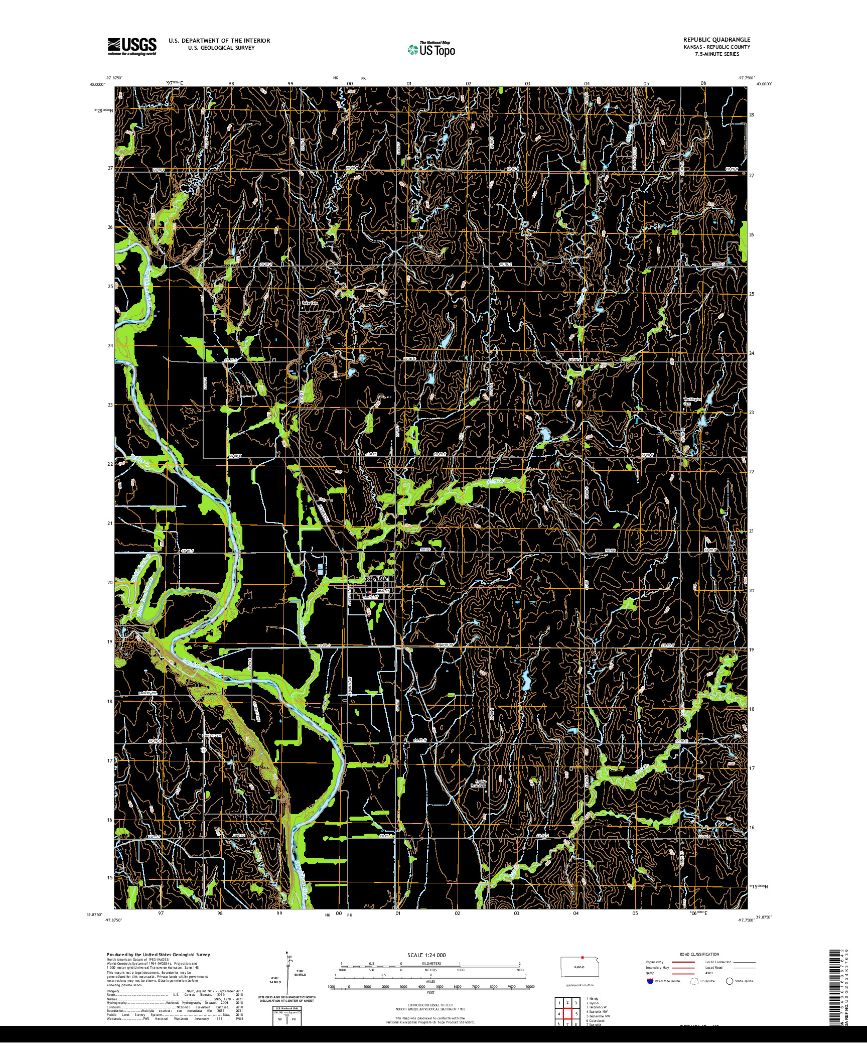 US TOPO 7.5-MINUTE MAP FOR REPUBLIC, KS