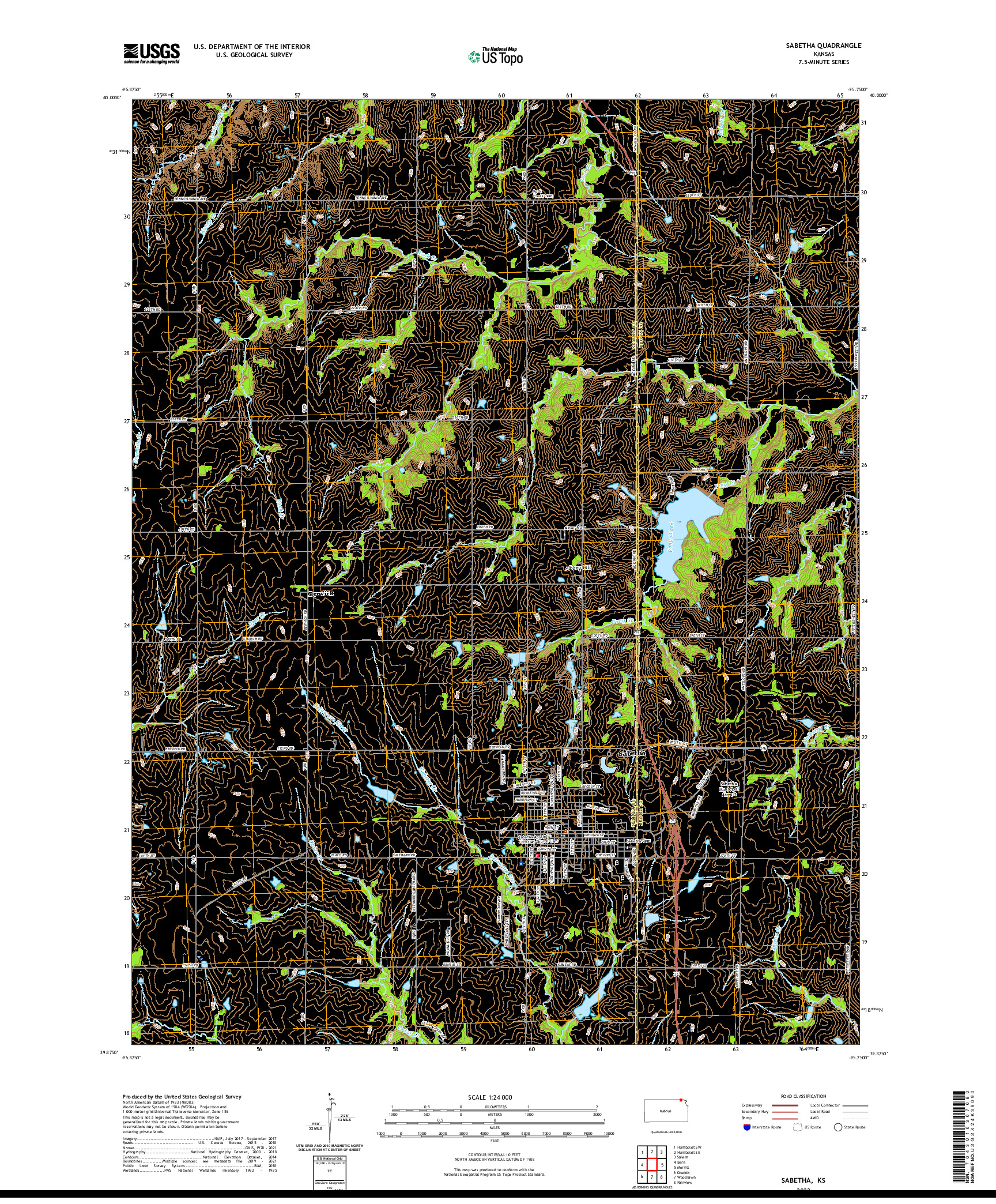 US TOPO 7.5-MINUTE MAP FOR SABETHA, KS