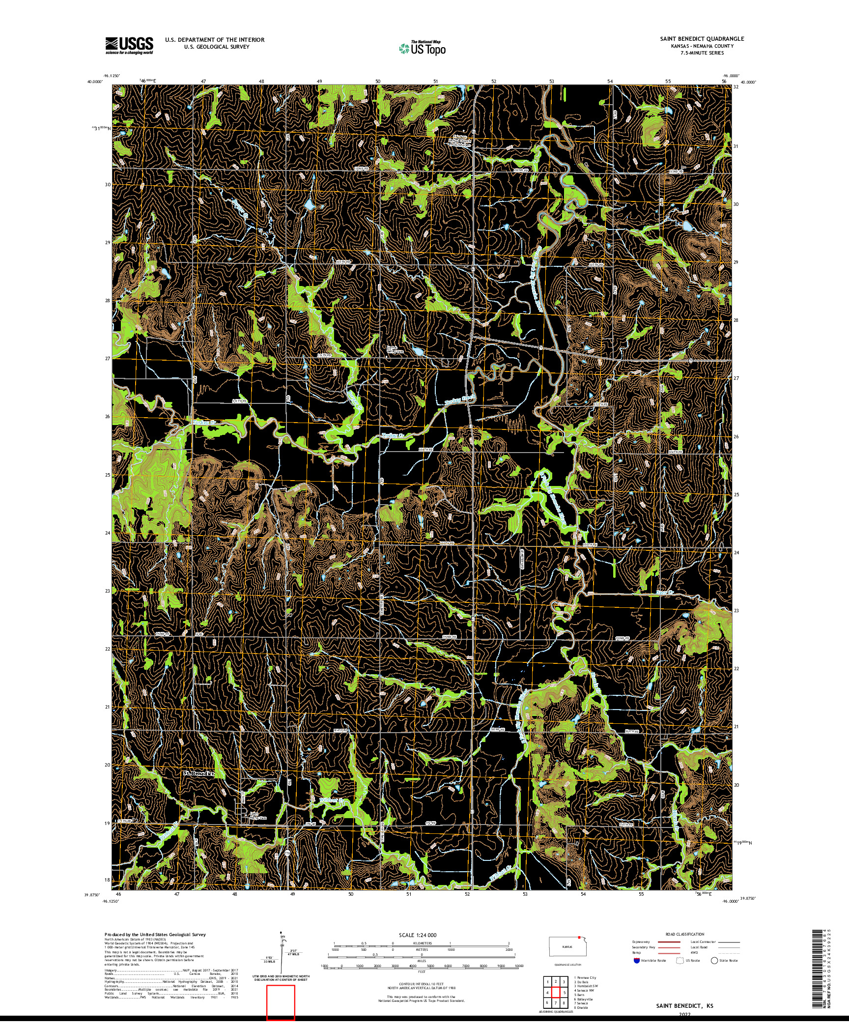 US TOPO 7.5-MINUTE MAP FOR SAINT BENEDICT, KS