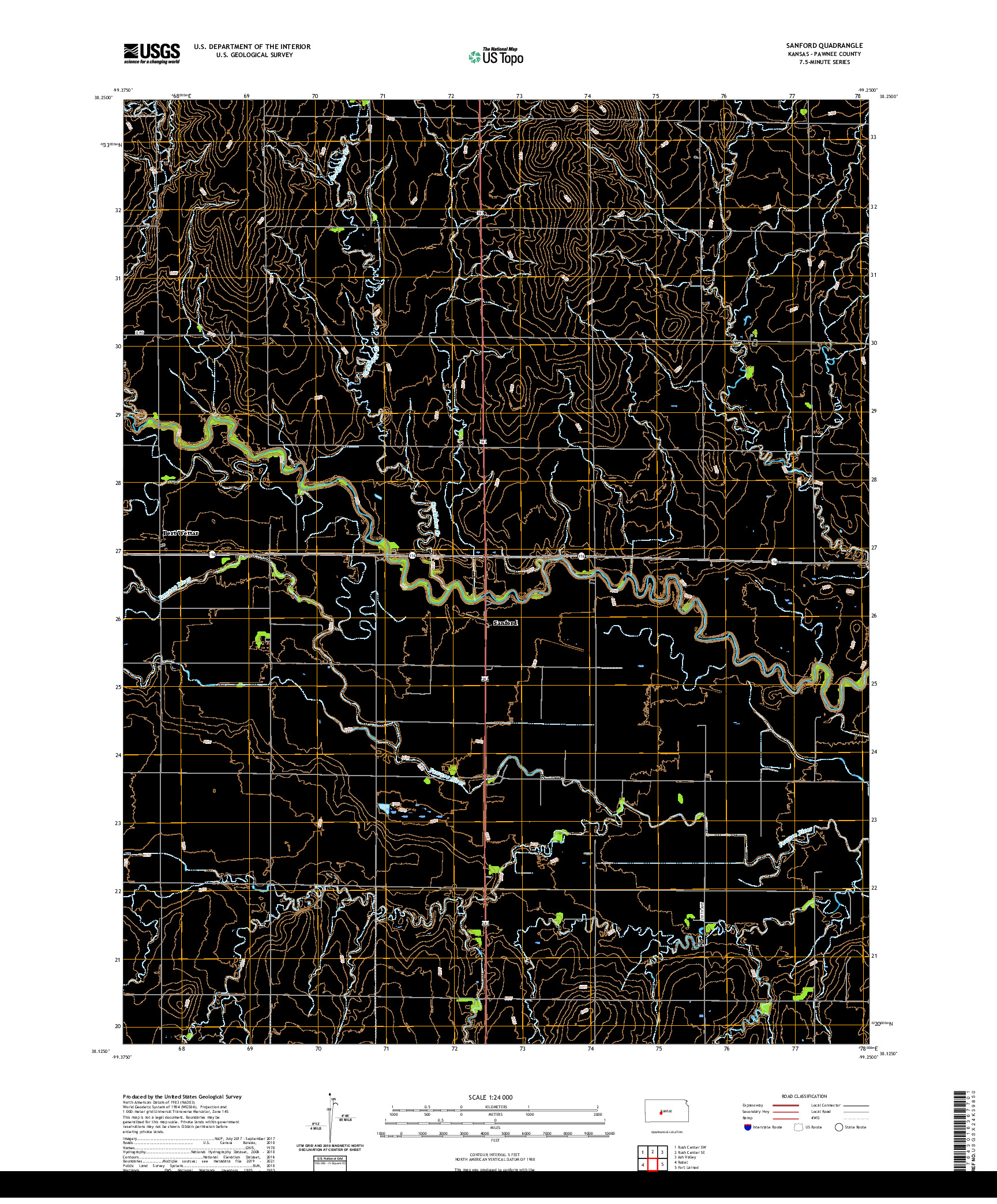 US TOPO 7.5-MINUTE MAP FOR SANFORD, KS