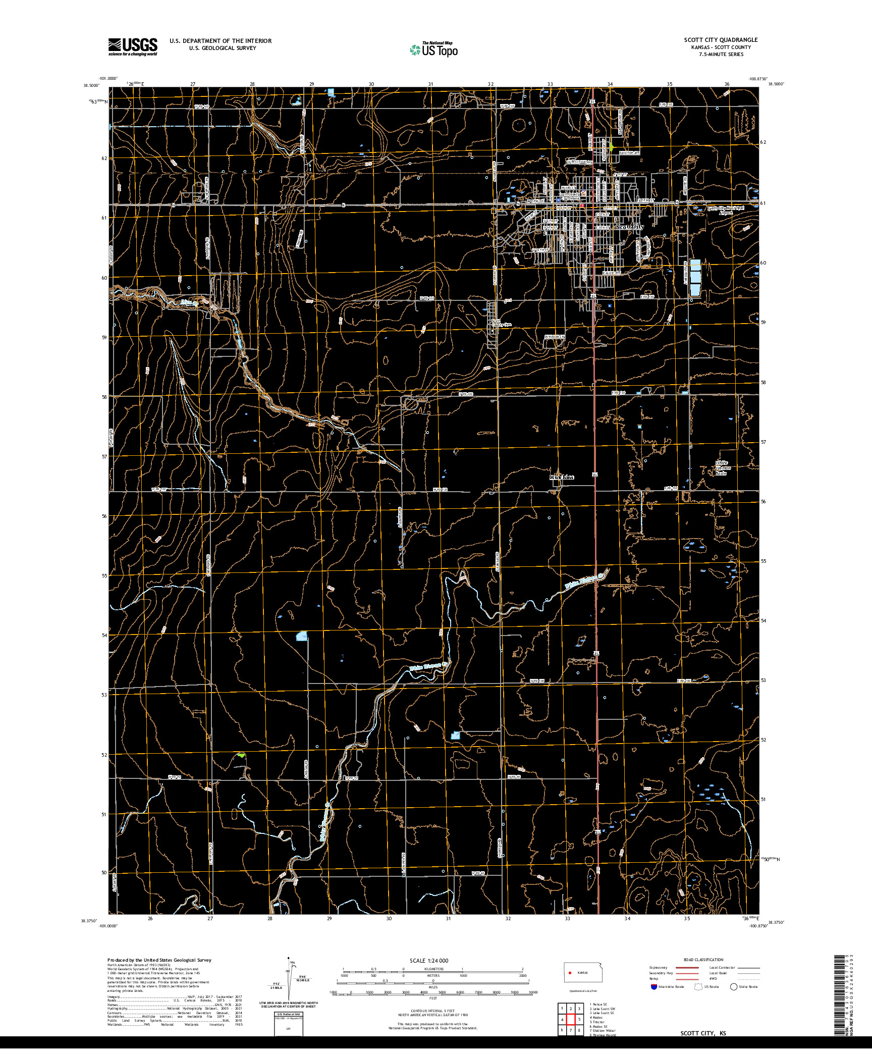 US TOPO 7.5-MINUTE MAP FOR SCOTT CITY, KS