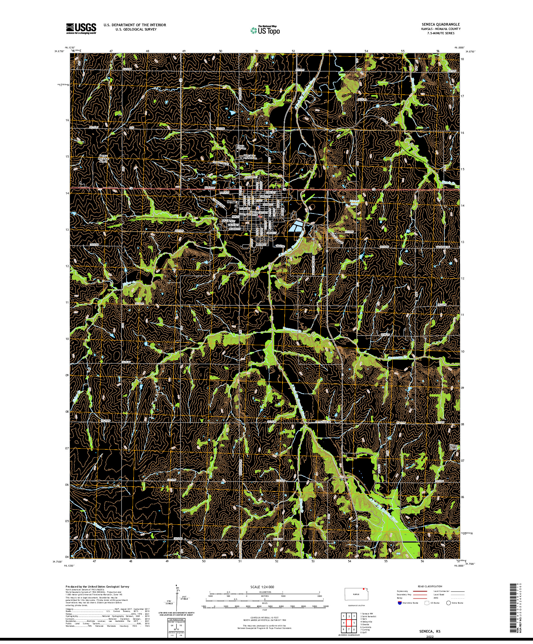 US TOPO 7.5-MINUTE MAP FOR SENECA, KS