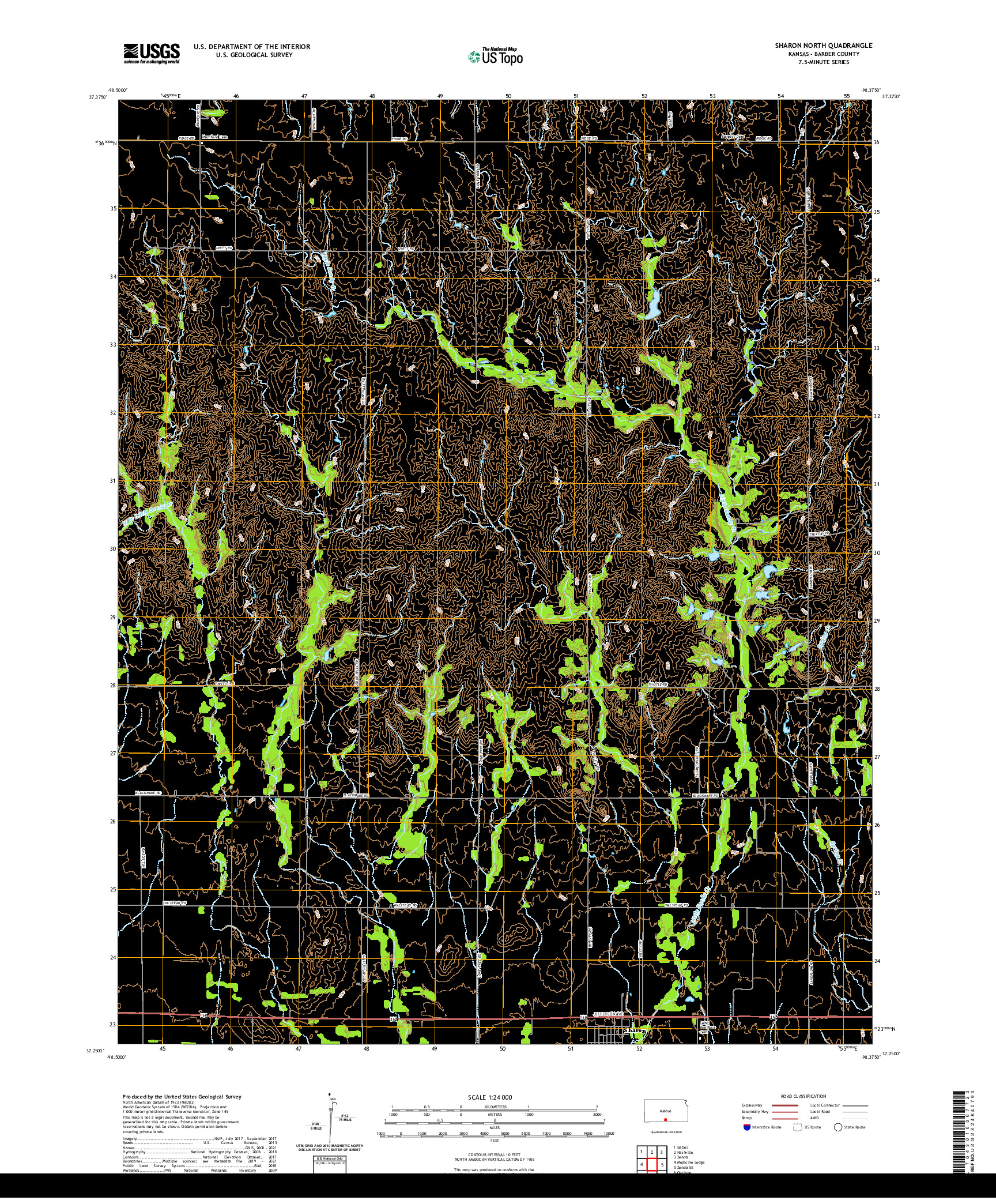 US TOPO 7.5-MINUTE MAP FOR SHARON NORTH, KS