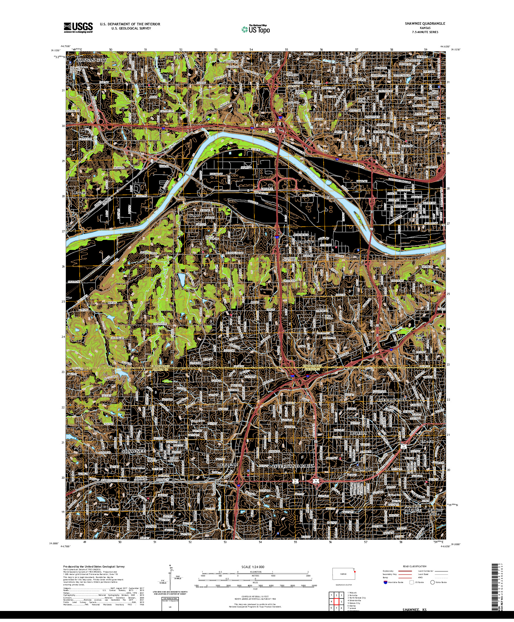 US TOPO 7.5-MINUTE MAP FOR SHAWNEE, KS