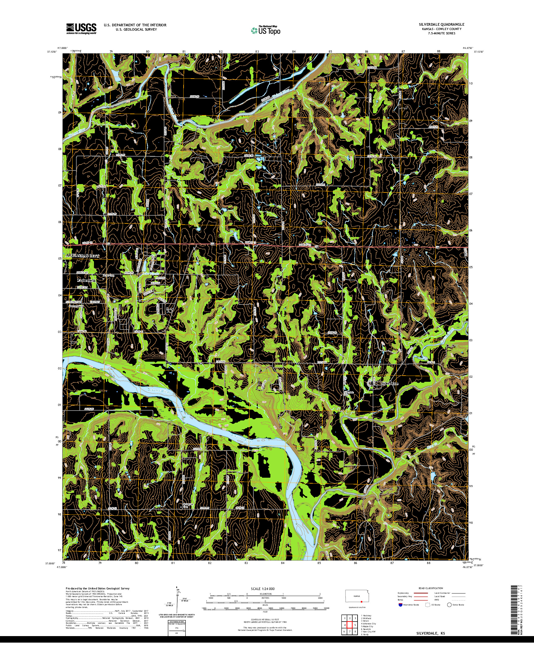 US TOPO 7.5-MINUTE MAP FOR SILVERDALE, KS