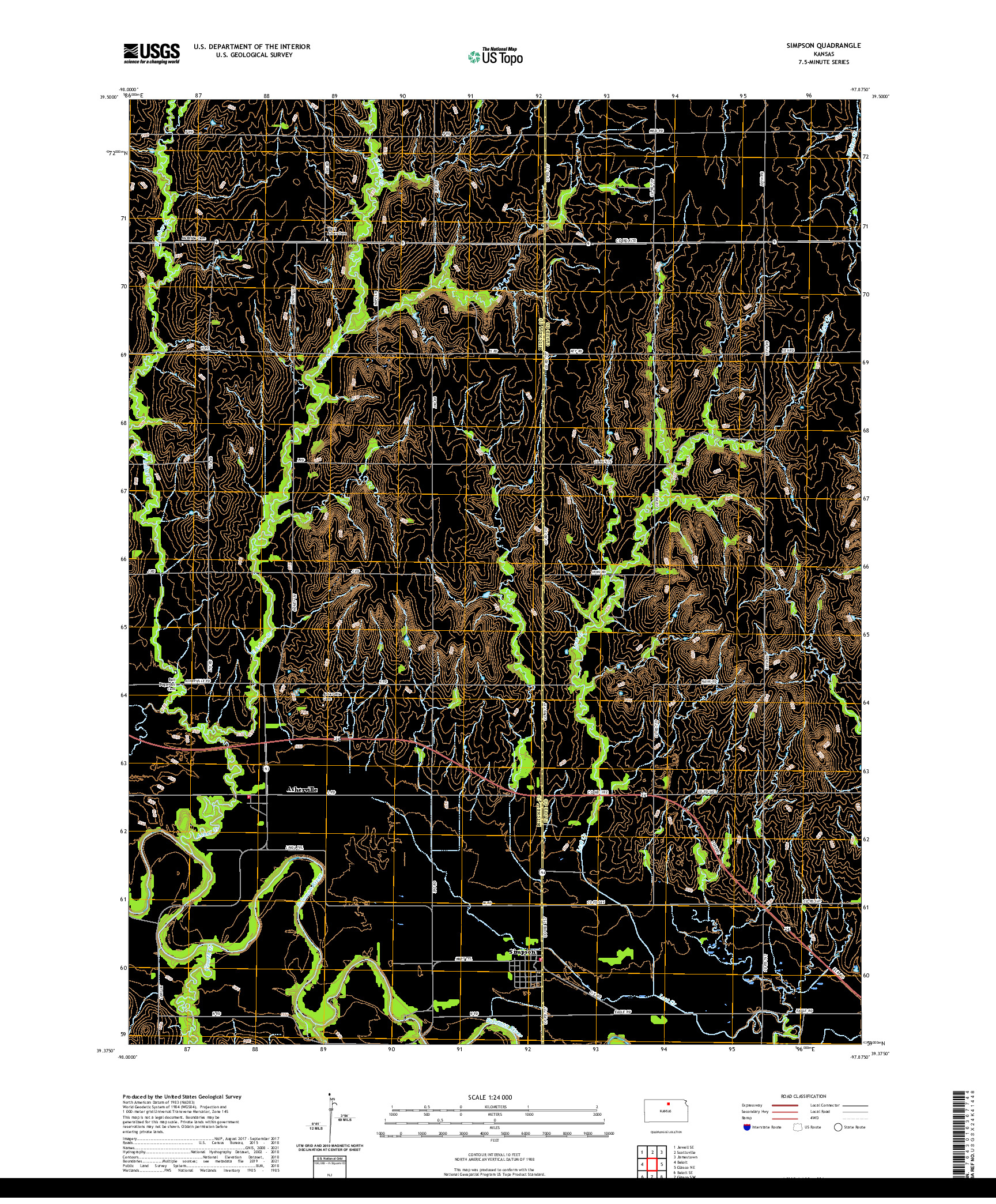 US TOPO 7.5-MINUTE MAP FOR SIMPSON, KS