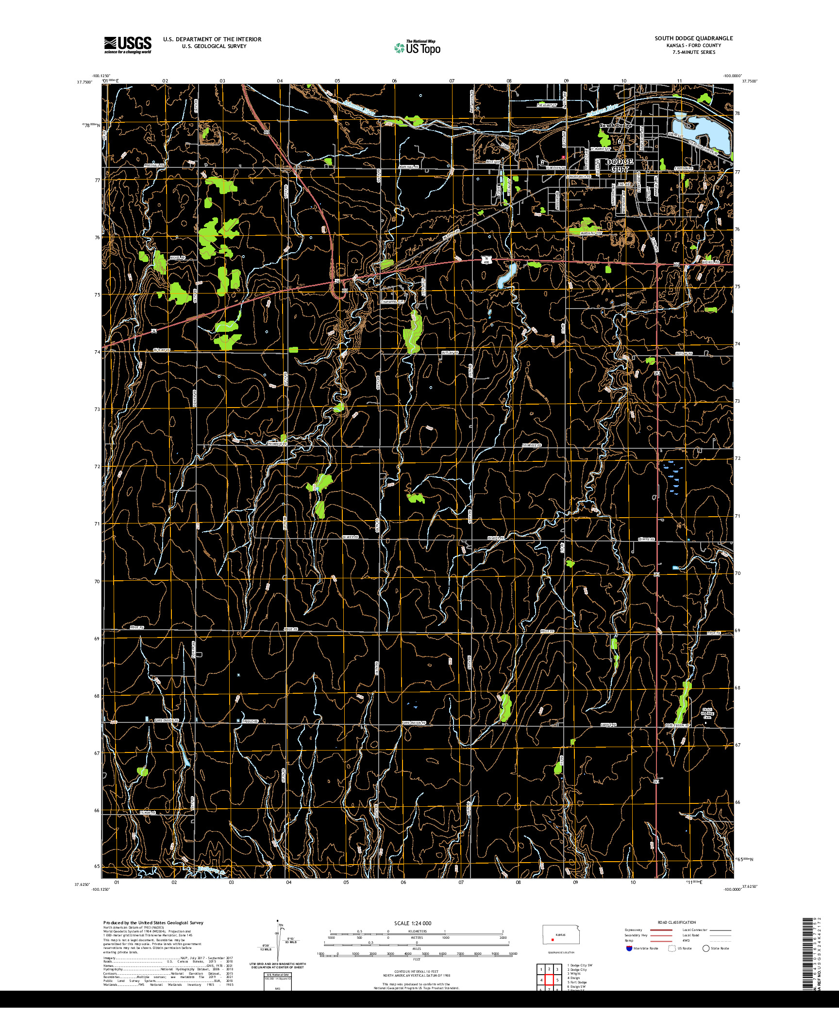 US TOPO 7.5-MINUTE MAP FOR SOUTH DODGE, KS