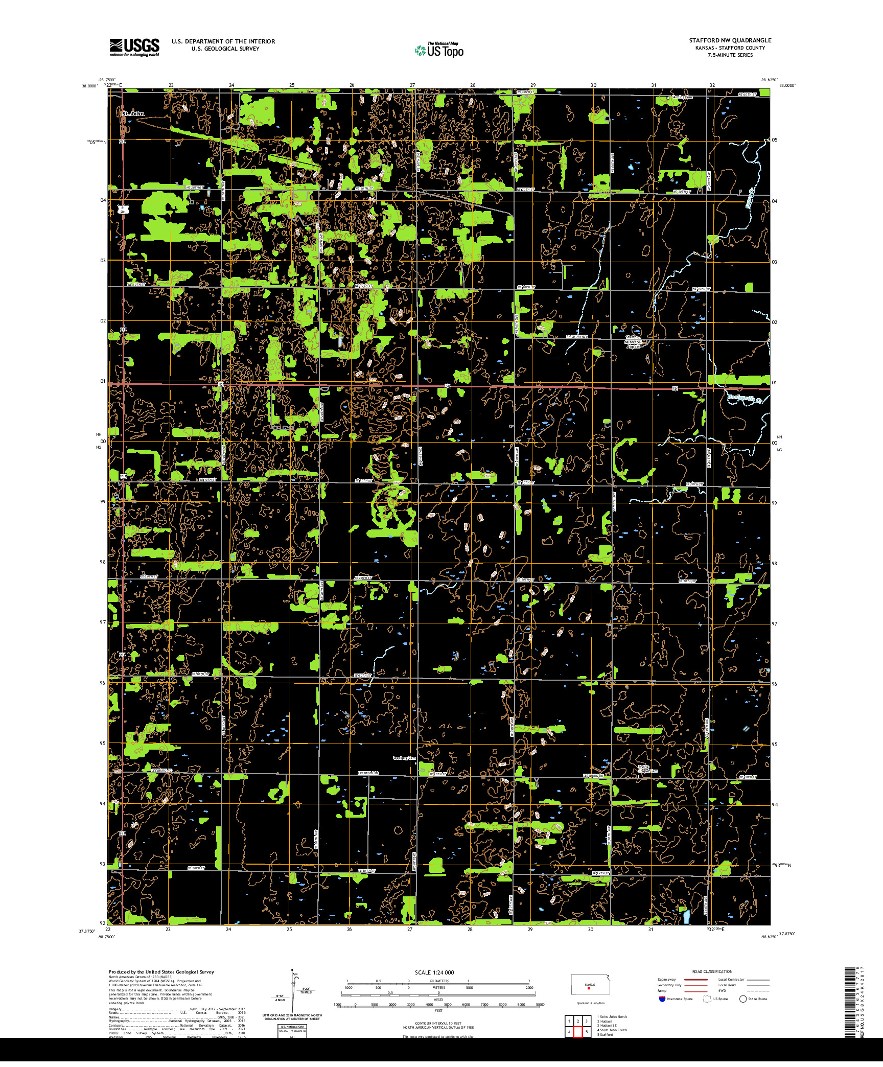 US TOPO 7.5-MINUTE MAP FOR STAFFORD NW, KS