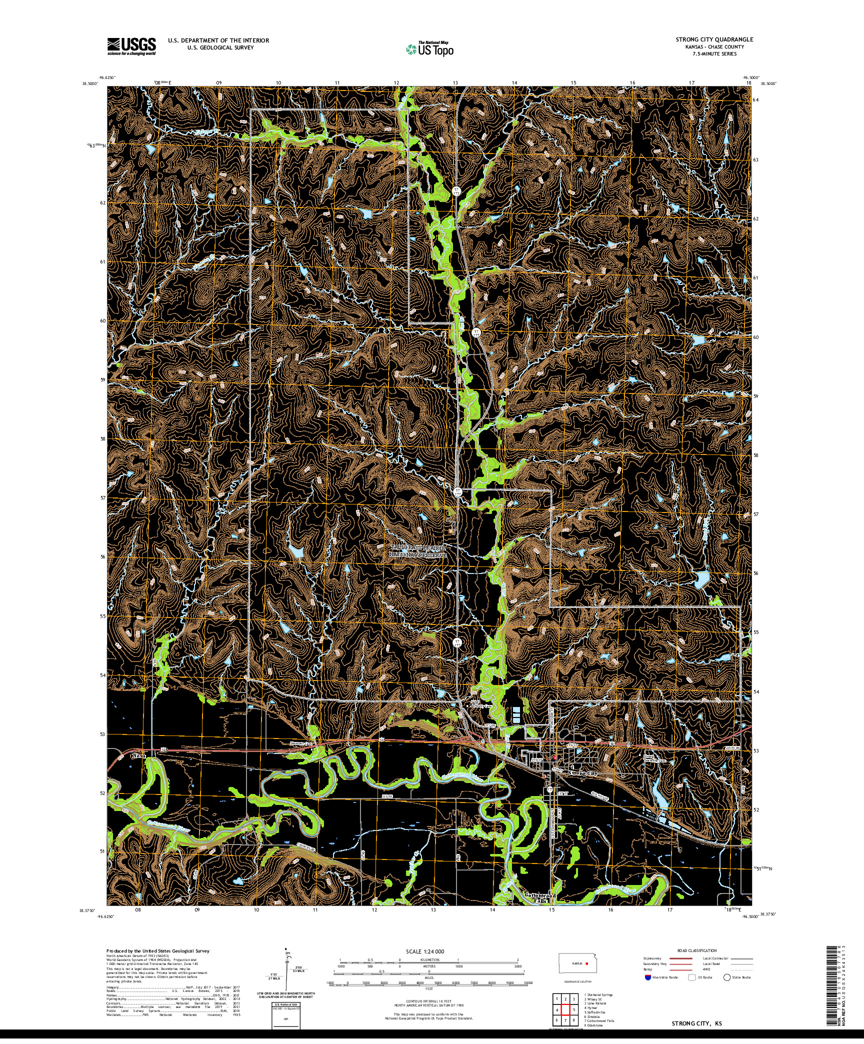 US TOPO 7.5-MINUTE MAP FOR STRONG CITY, KS