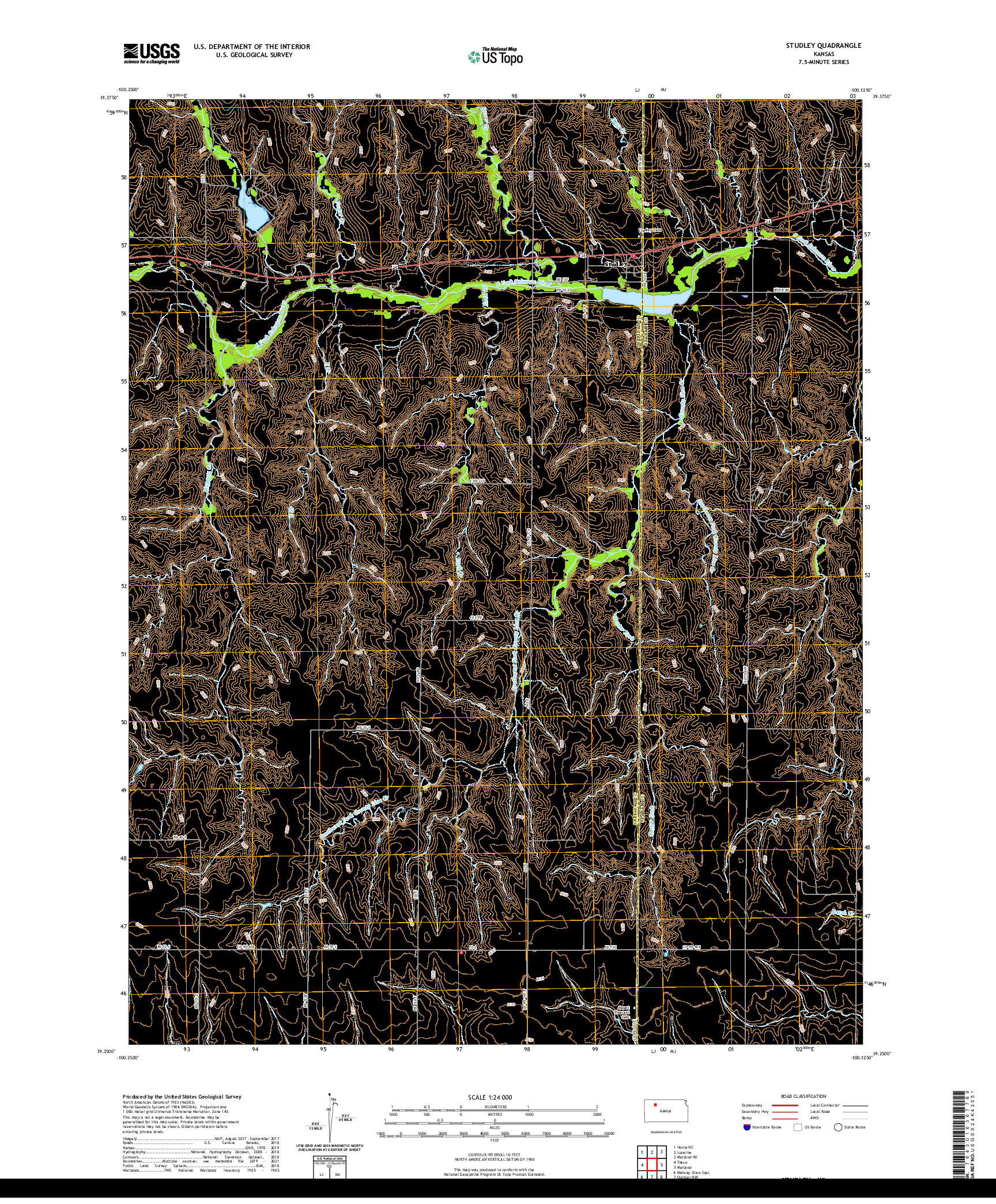 US TOPO 7.5-MINUTE MAP FOR STUDLEY, KS