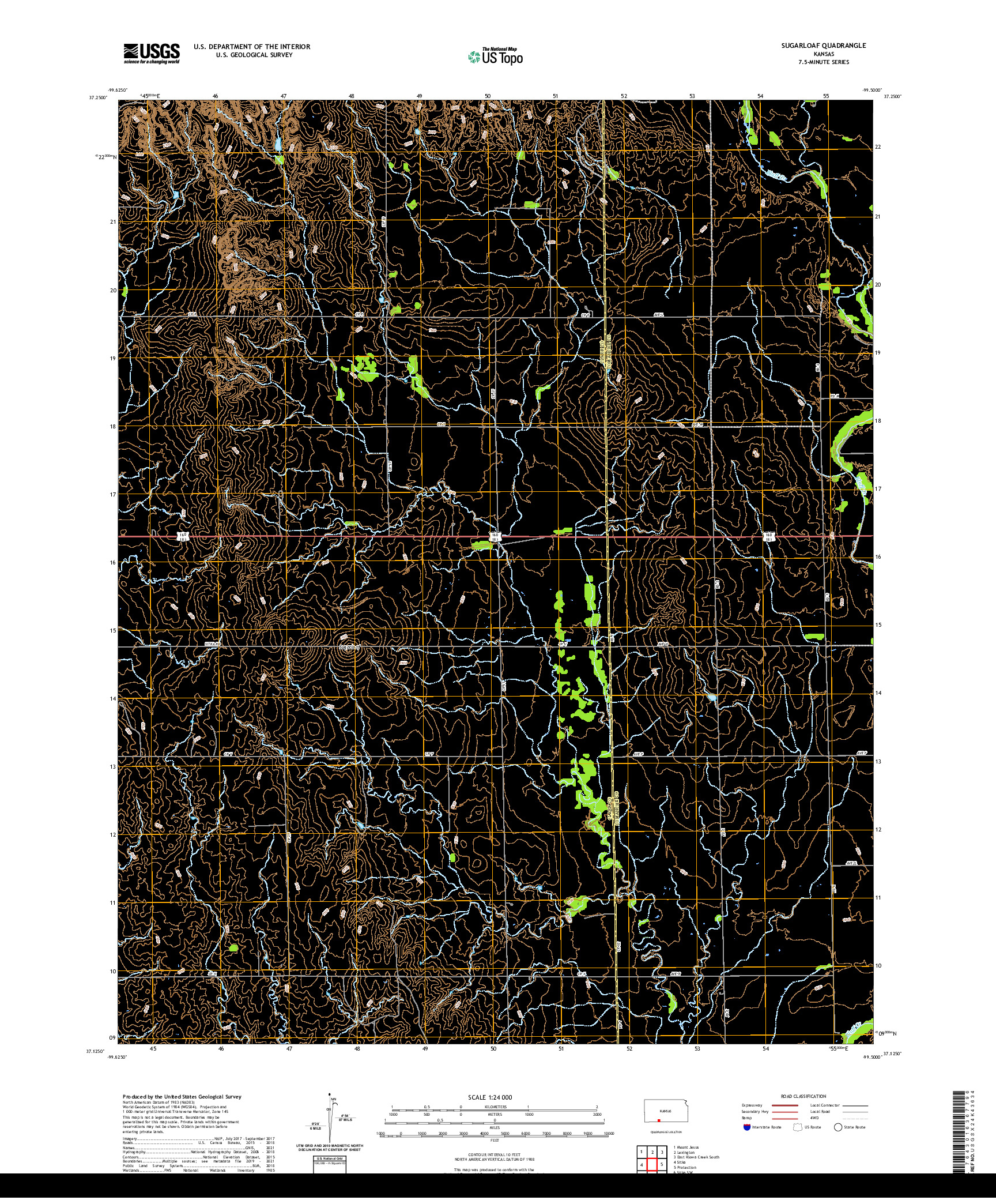 US TOPO 7.5-MINUTE MAP FOR SUGARLOAF, KS