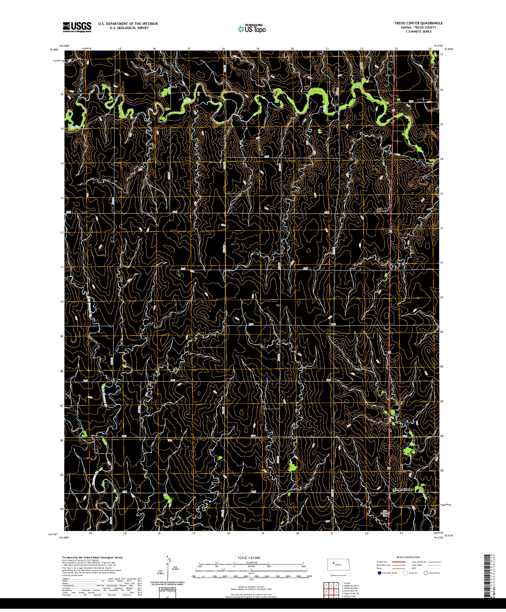 US TOPO 7.5-MINUTE MAP FOR TREGO CENTER, KS