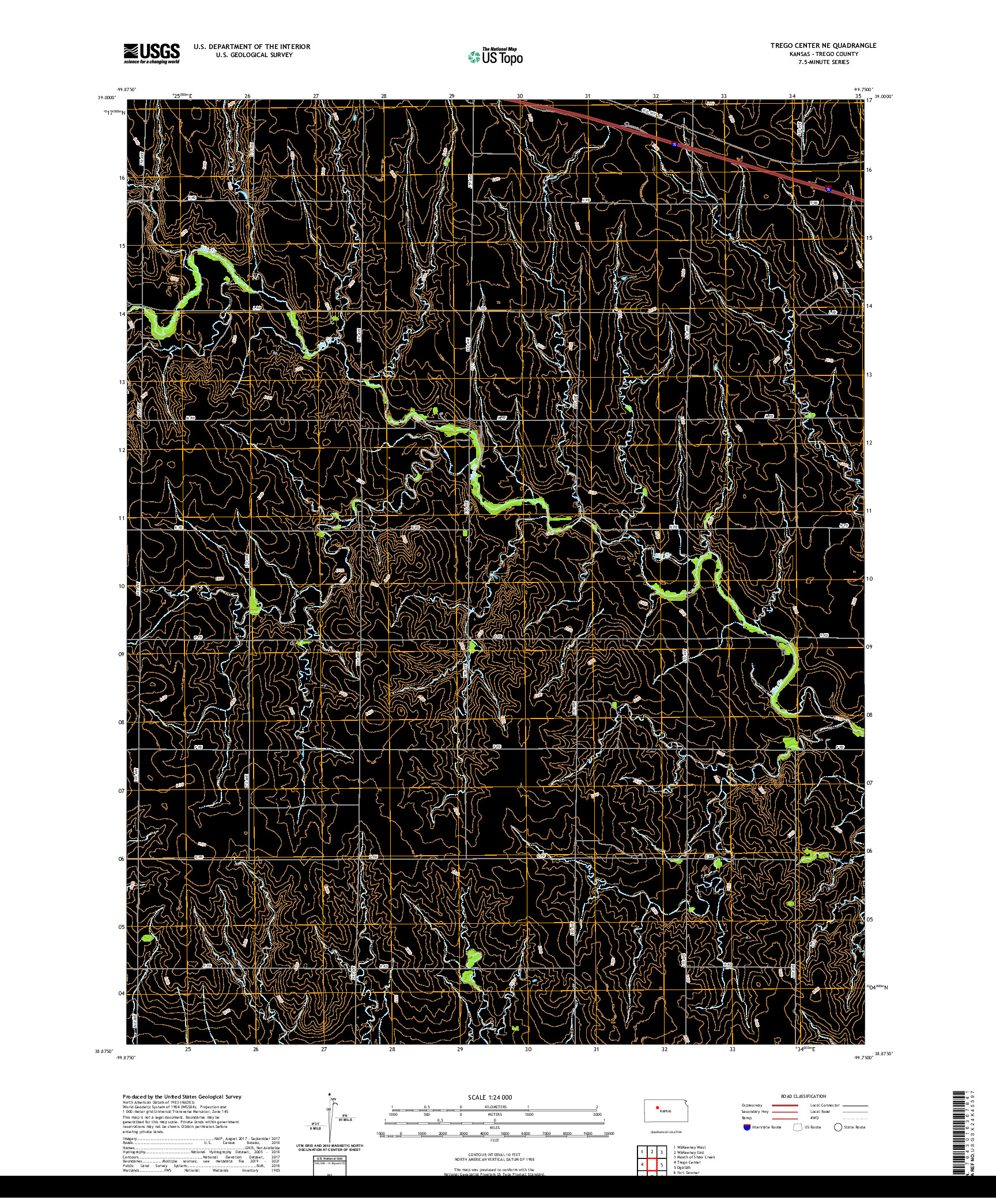 US TOPO 7.5-MINUTE MAP FOR TREGO CENTER NE, KS