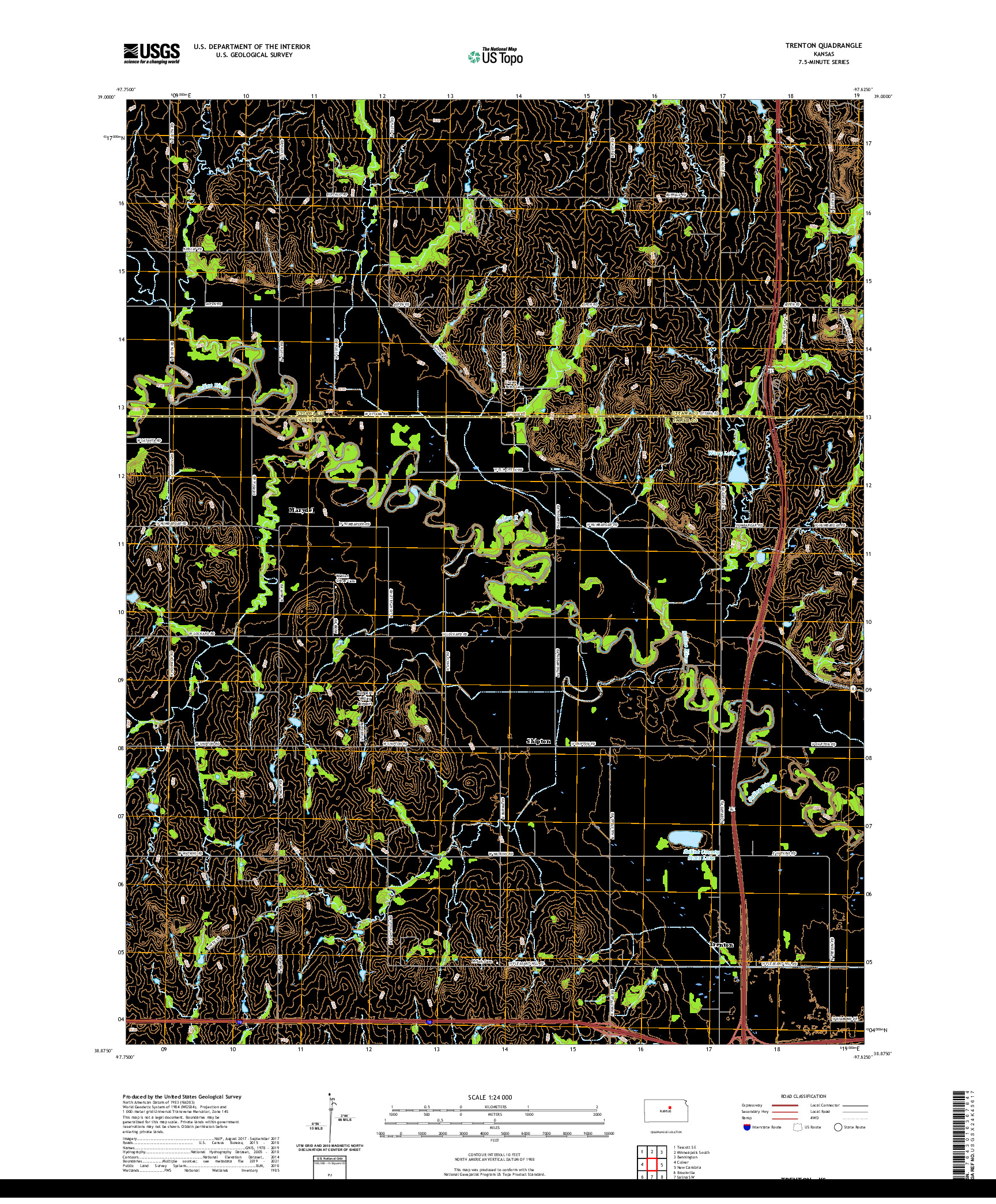 US TOPO 7.5-MINUTE MAP FOR TRENTON, KS