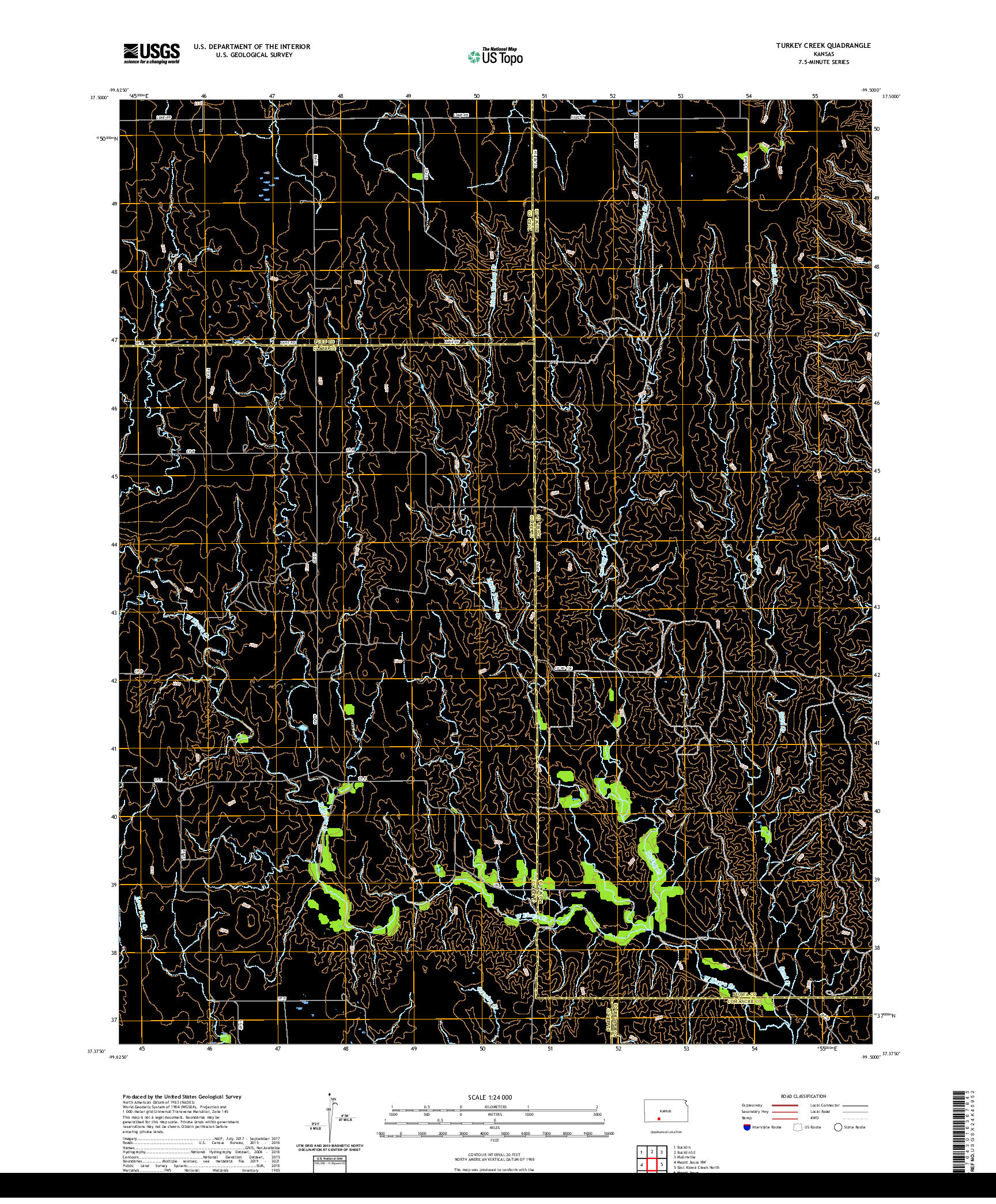 US TOPO 7.5-MINUTE MAP FOR TURKEY CREEK, KS